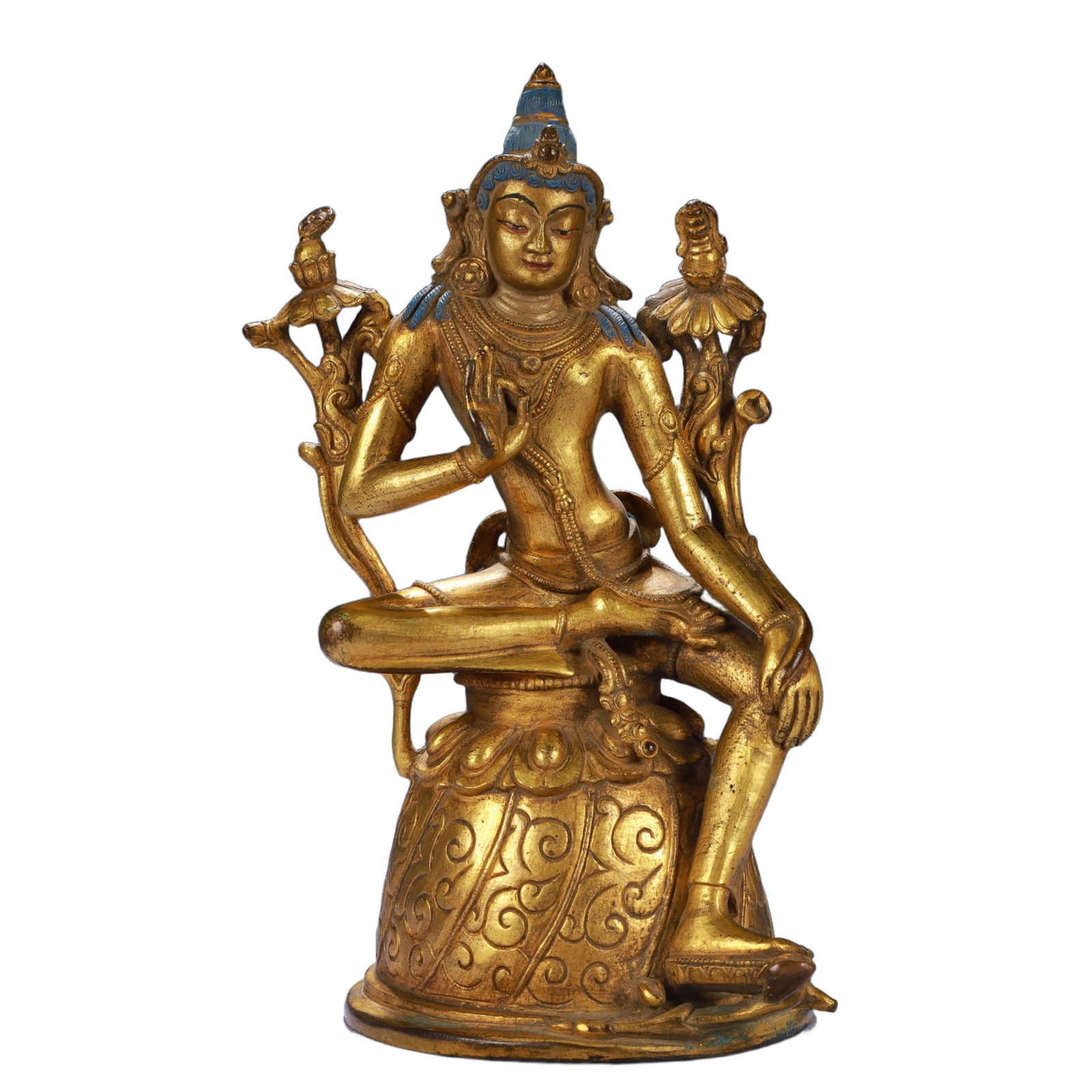 A Solemn Gilt Bronze Statue of Tara: A Solemn Gilt Bronze Statue of Tara,Qing Dynasty, China,Size:3.5inx7.1in,Weight:1050g 铜鎏金度母像,中国清代
