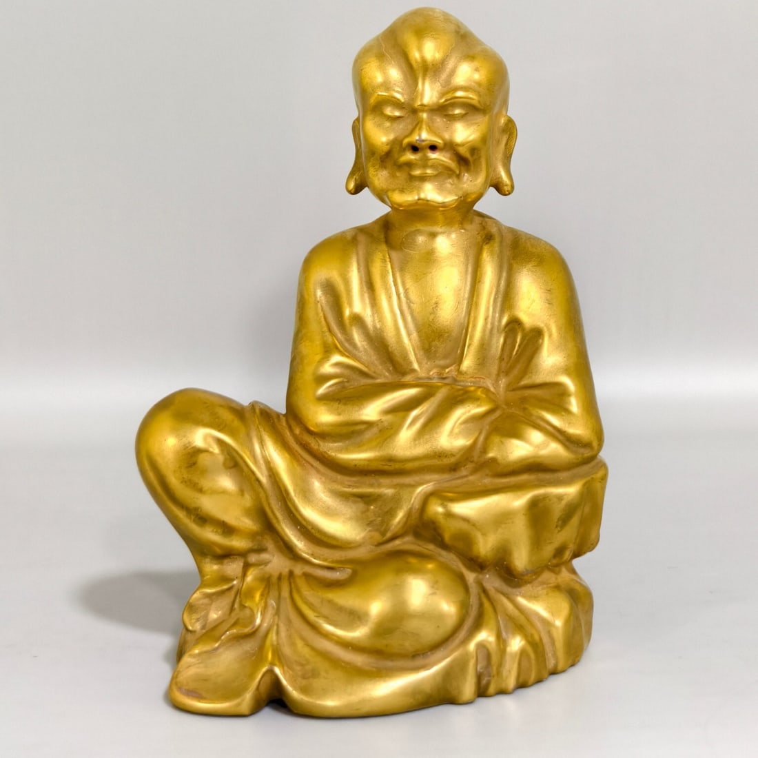 An Exquisite Arhat Buddha Statue With Gilded Ground: An Exquisite Arhat Buddha Statue With Gilded Ground,Qing Dynasty,China,金地罗汉佛像,中国清代