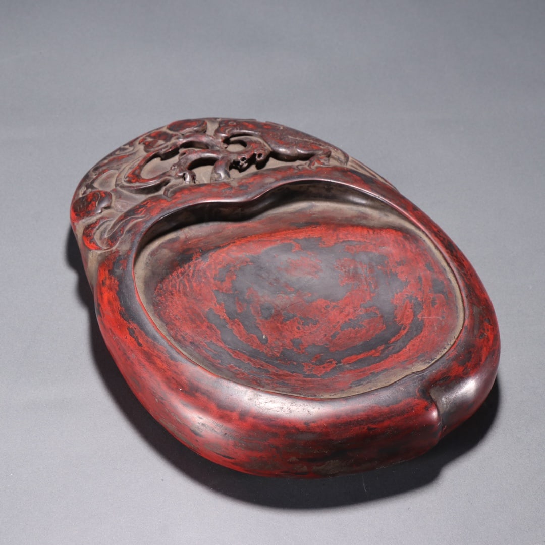 A Fine Peach?Shaped Openwork Inkstone With Parrot?And?Peach Pattern (1 of 9)
