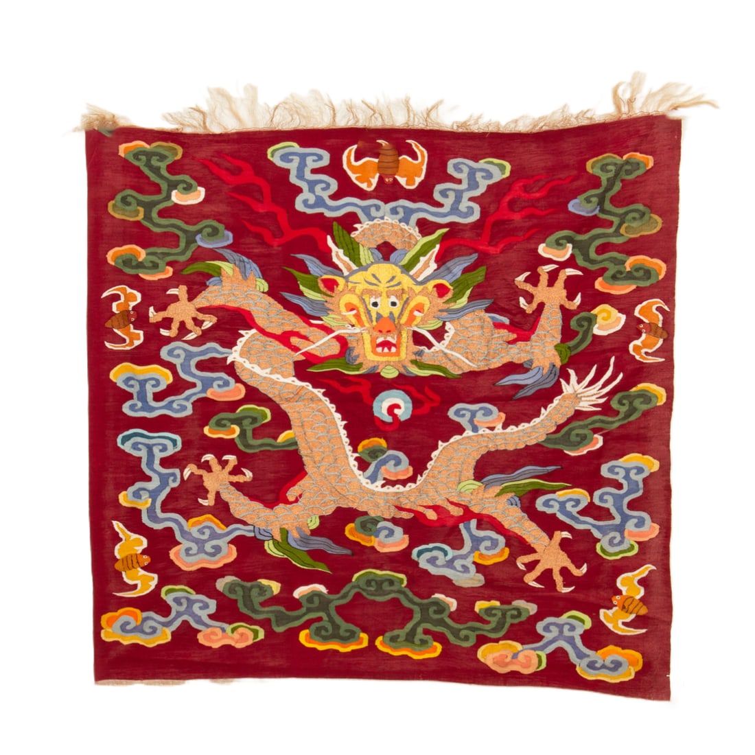 An Exquisite Kesi Square Silk Cloth With Dragon,Cloud And Five Blessings Pattern (1 of 11)