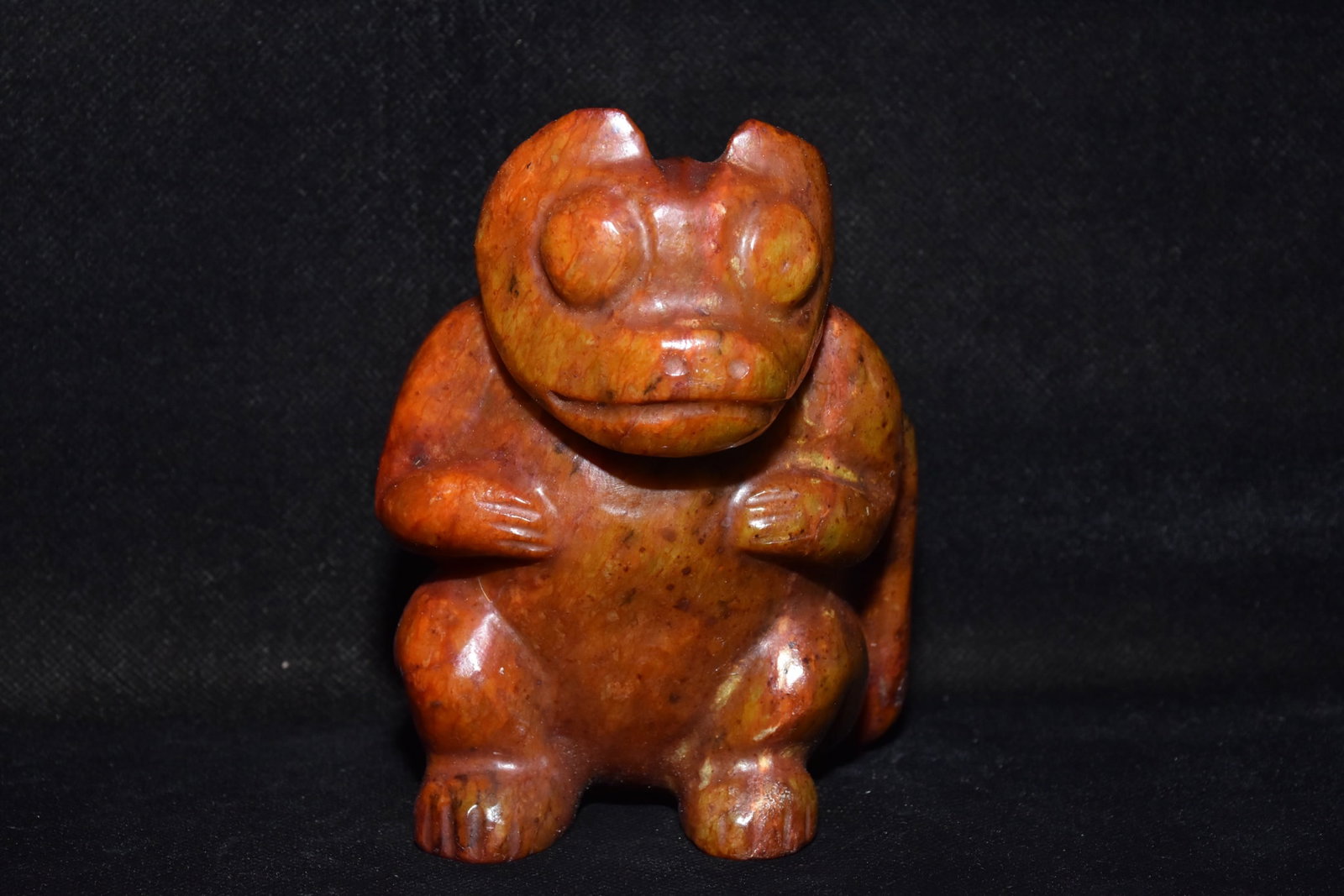 A Fine White Jade Squatting Beast Ornament: A Fine White Jade Squatting Beast Ornament,Hongshan Culture,Dimensions:3.5inx 4.5in,Weight:1100g,白玉蹲坐玉兽摆件,红山文化