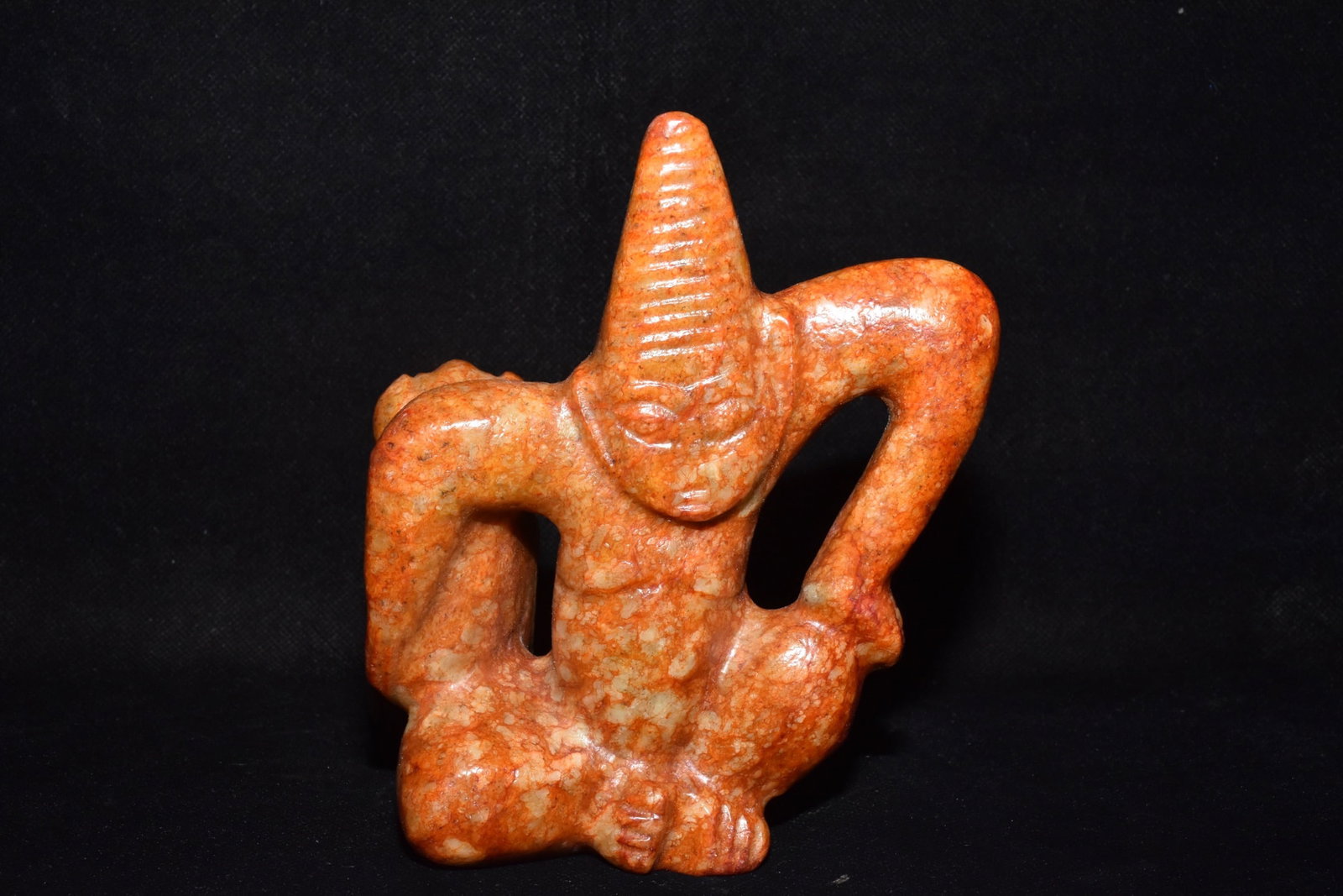 A Fine White Jade Deity Ornament: A Fine White Jade Deity Ornament,Hongshan Culture,Dimensions:4.3inx 5.7in,Weight:1110g,白玉神人摆件,红山文化