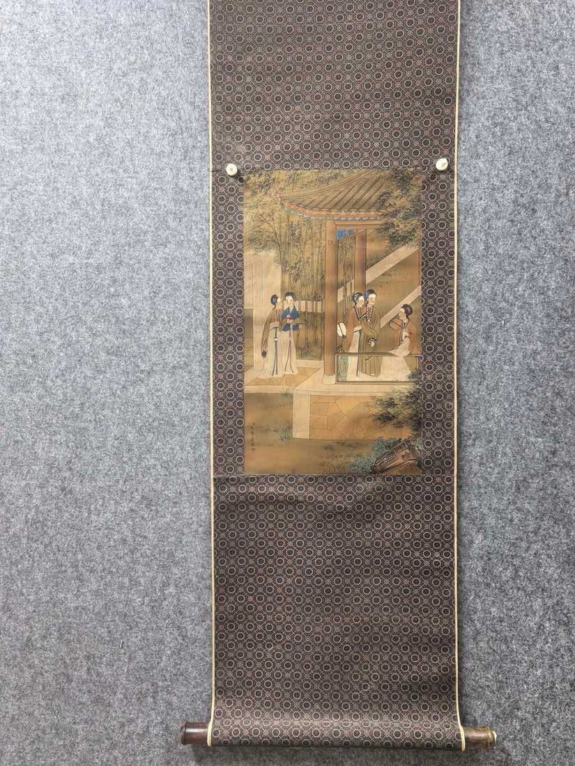 A Chinese Vertical Scroll Ink Painting of Woman on Silk,Jiao BingZhen: A Chinese Vertical Scroll Ink Painting of Woman on Silk,Jiao BingZhen,Size:12.2inx20.5in 一幅中国水墨绢本仕女图立轴,୐