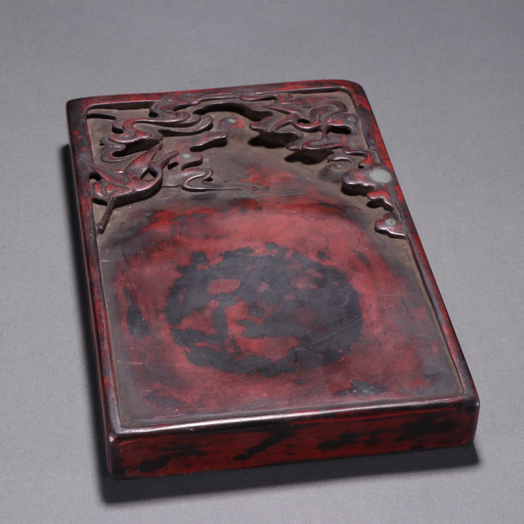 A Fine Duanshi Inkstone With Cloud?Crane Motif And Poetic Inscription (1 of 9)