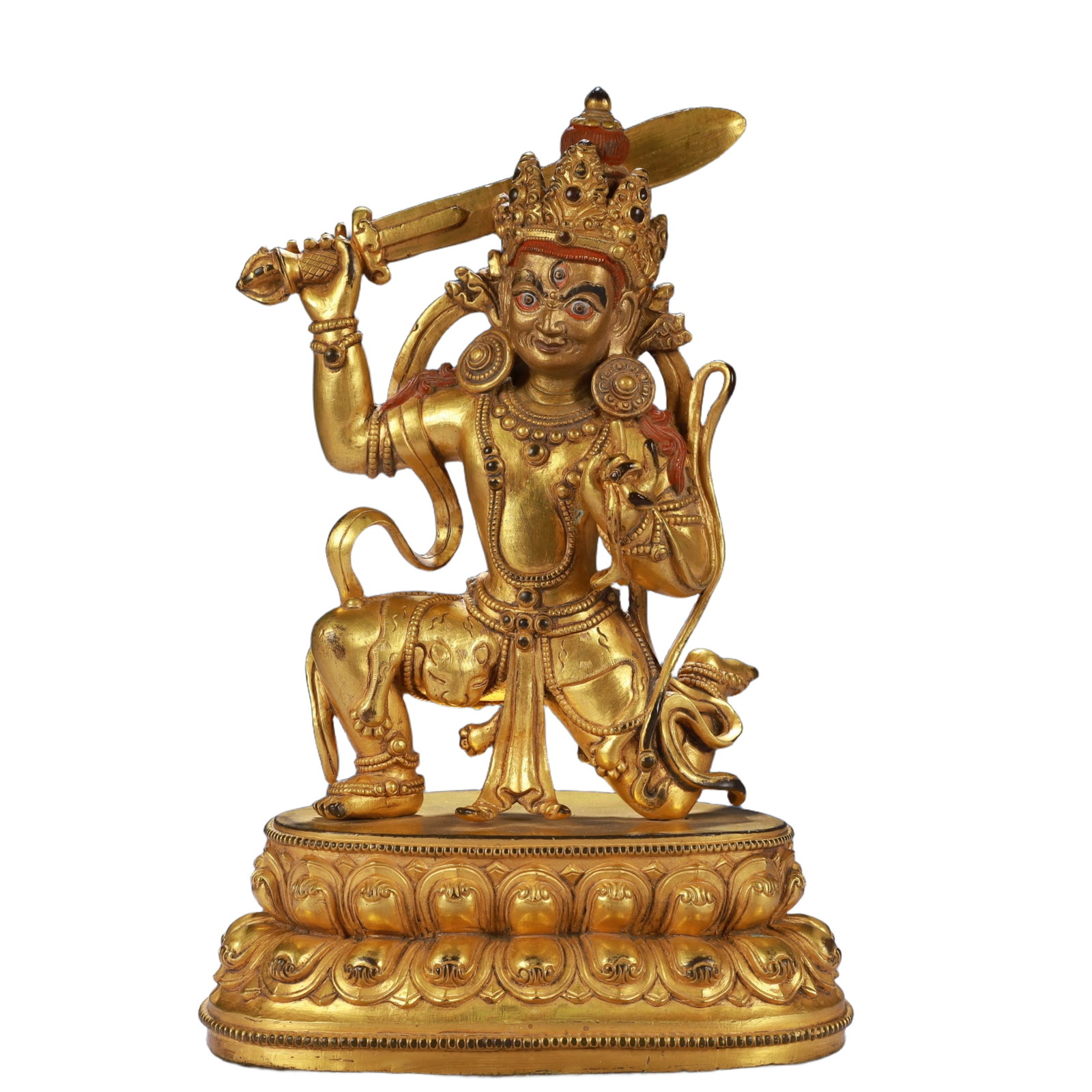 A Solemn Gilt Bronze Buddha Statue: A Solemn Gilt Bronze Buddha Statue,Qing Dynasty, China,Size:5.5inx3.9inx8.3in,Weight:1900g 铜鎏金佛像,中国清代