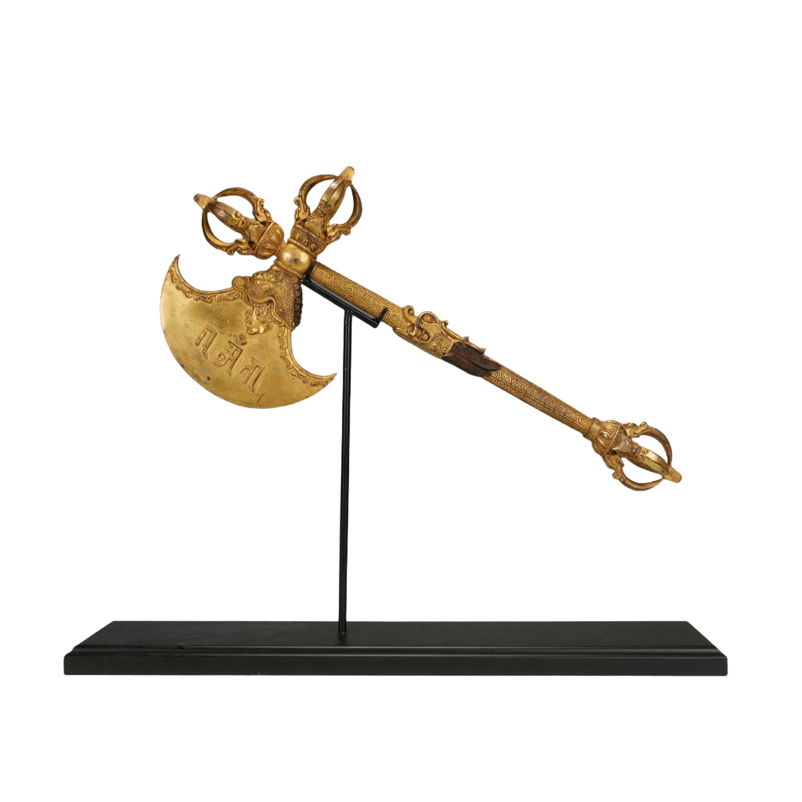 An Exquisite Gilt Bronze Vajra Axe Ritual Implement (1 of 9)