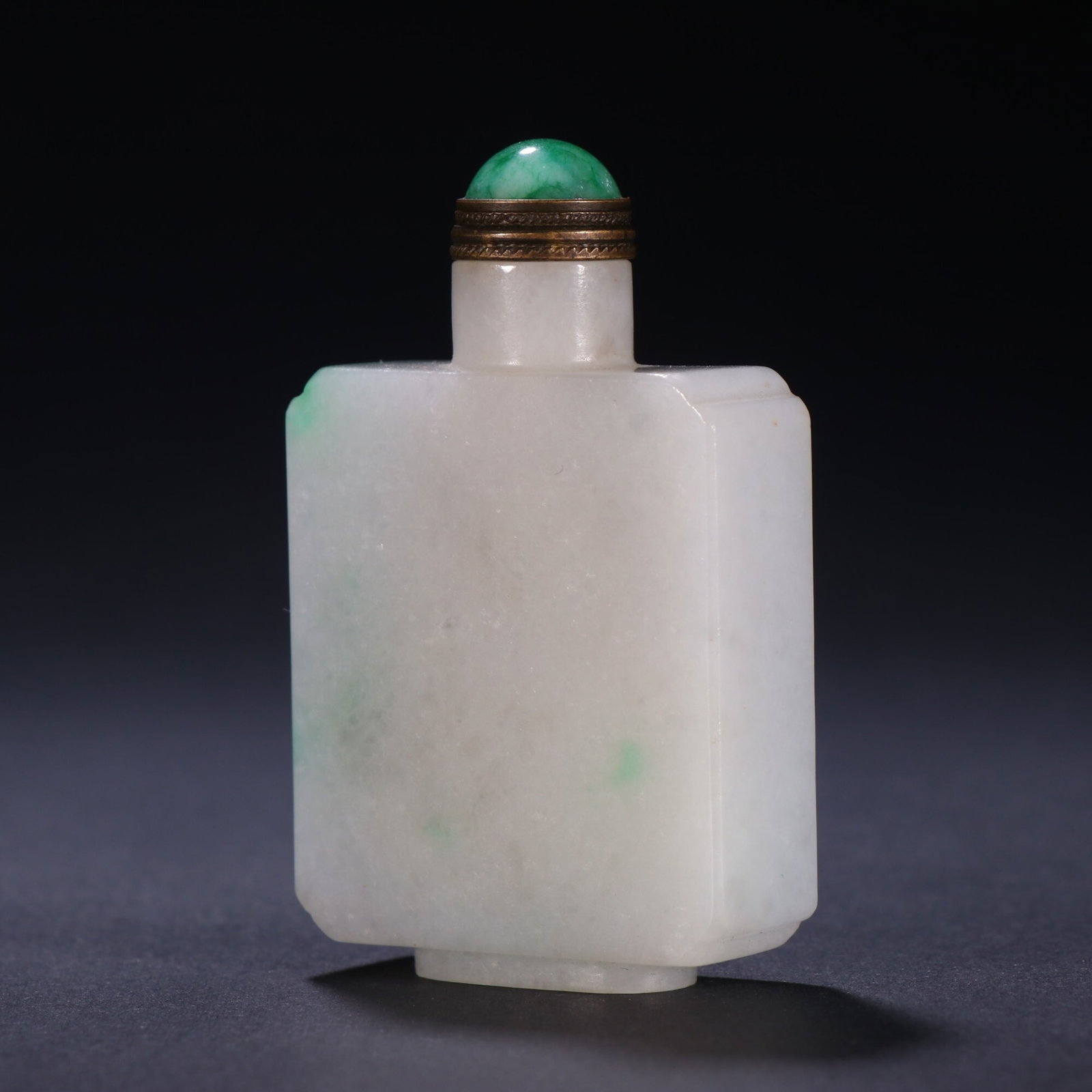 An Exquisite Plain Square Jadeite Snuff Bottle - 6