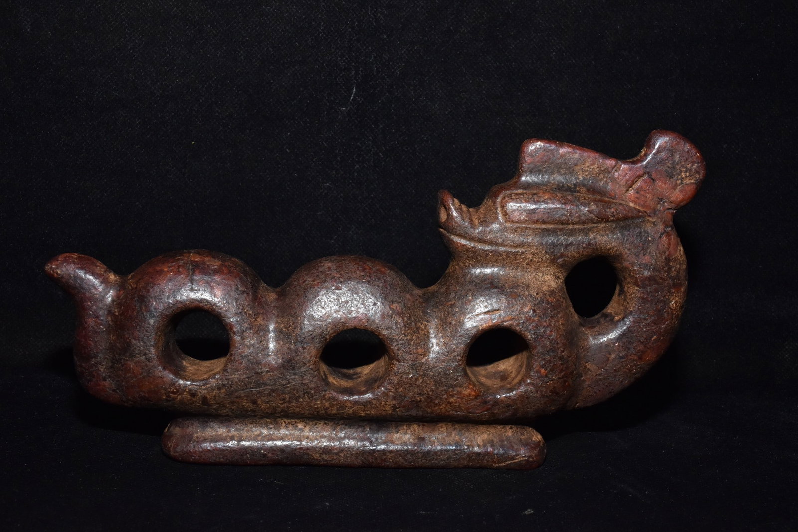 A Fine White Jade Multi?Hole Coiled?Body Dragon Ornament: A Fine White Jade Multi‑Hole Coiled‑Body Dragon Ornament,Hongshan Culture,Dimensions:8.3inx