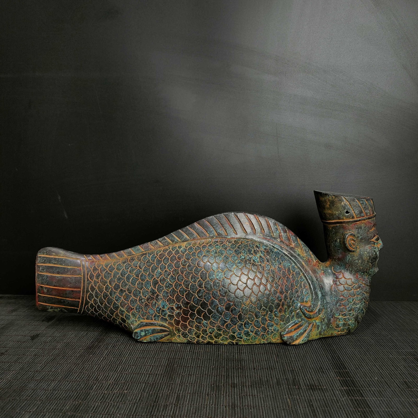 A Fine Bronze Human?Head Fish?Body Vessel (1 of 7)