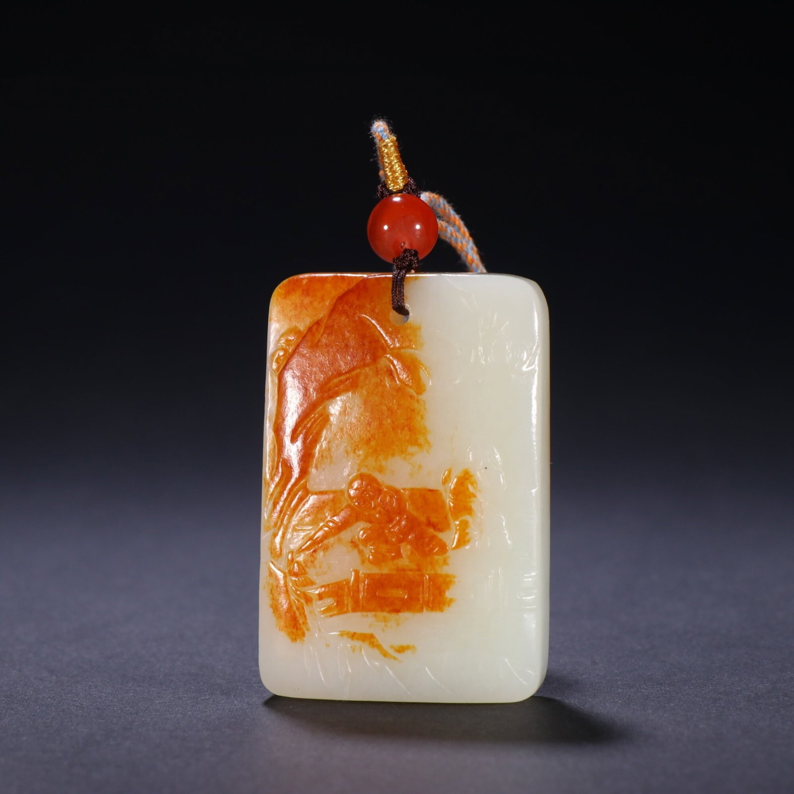 An Exquisite Skin-Retained White Jade Plaque Ingeniously Carved With Figures And Poetry (1 of 9)