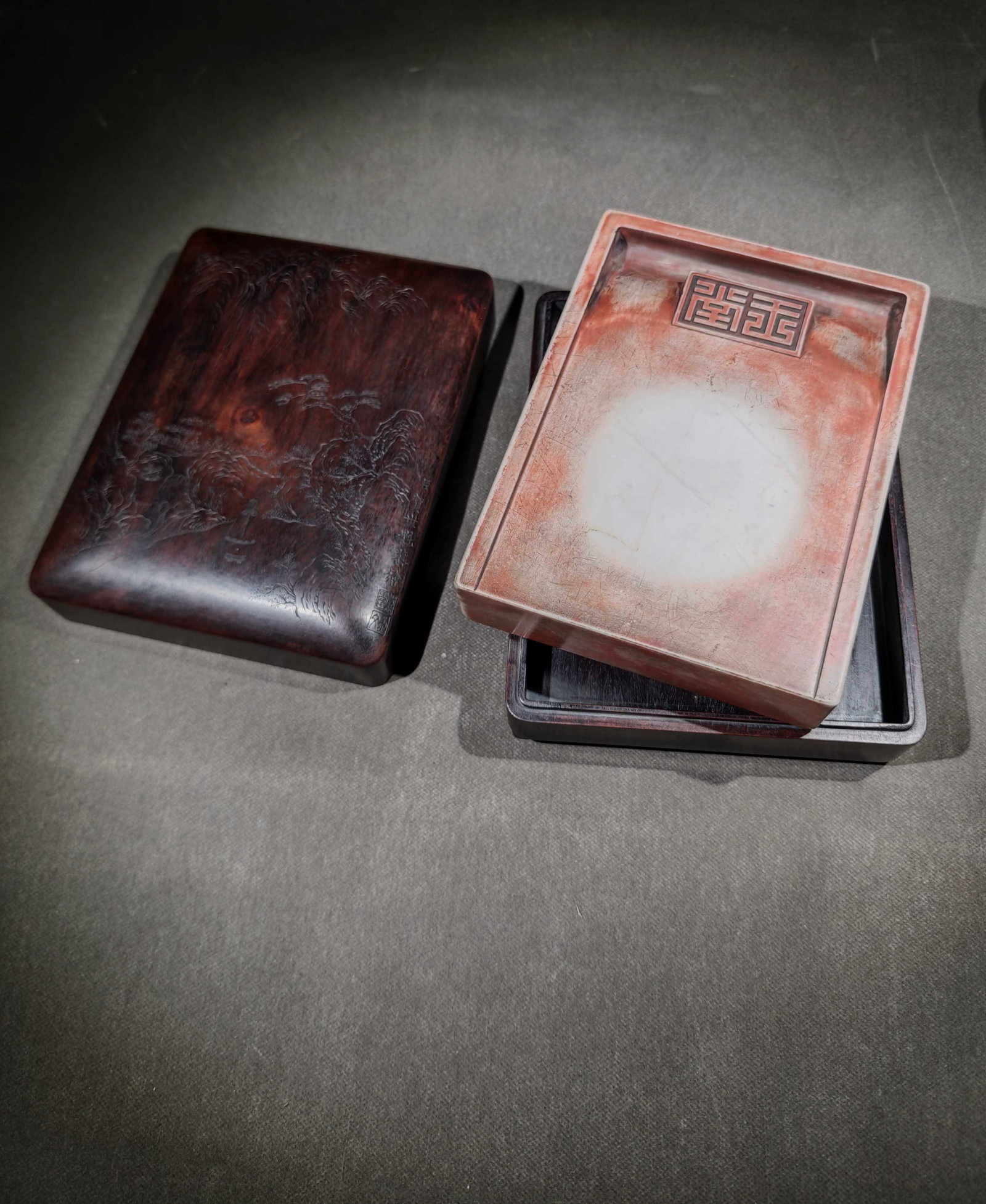 A Fine Rectangular Duanshi Inkstone: A Fine Rectangular Duanshi Inkstone,China,Qing Dynasty,Four‑Character Daoguang Mark,Dimensions:8.2inx6.1inx1.4in,端石长方砚,中国清代,道