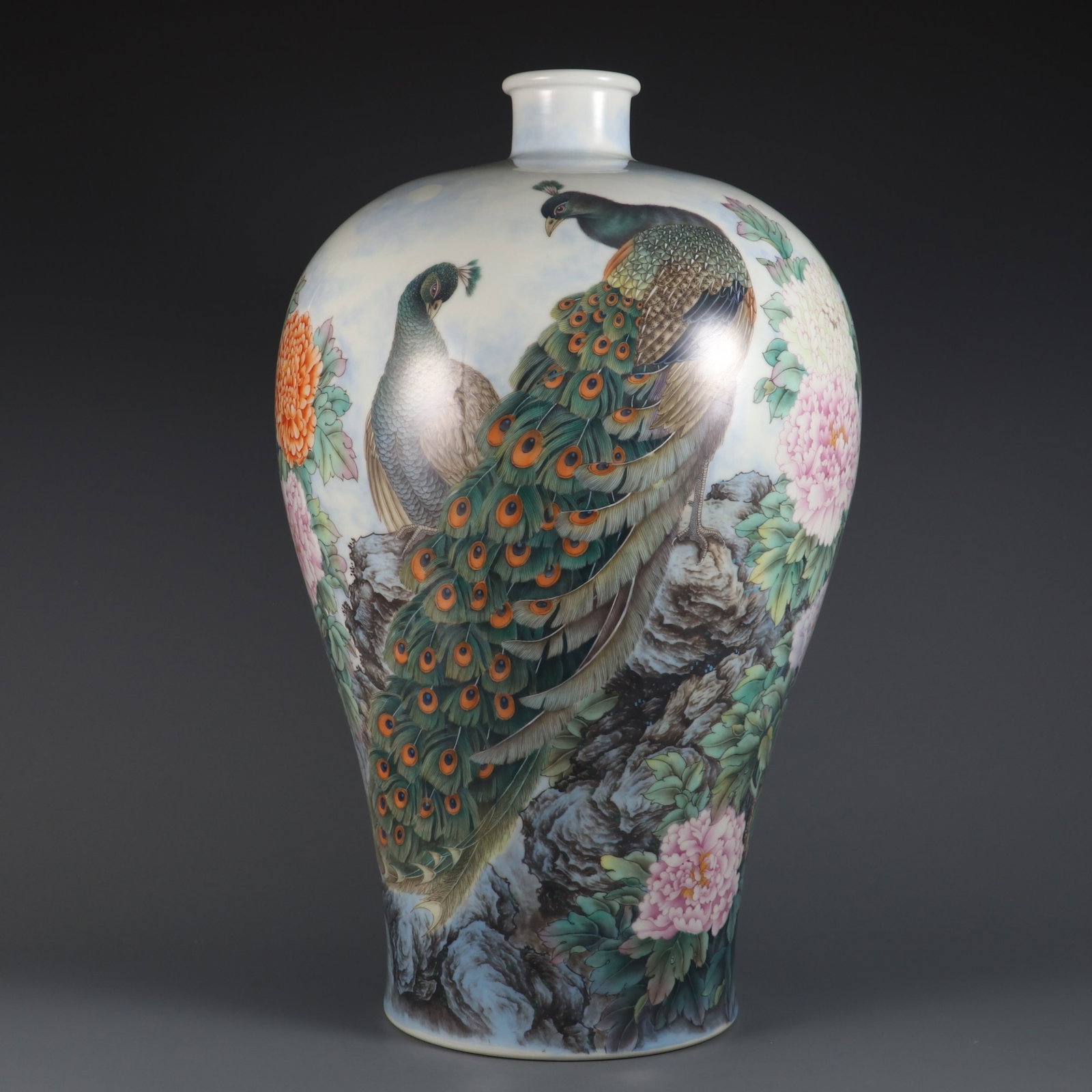 An Exquisite falangcai phoenix and peony prunus vase, (1 of 11)