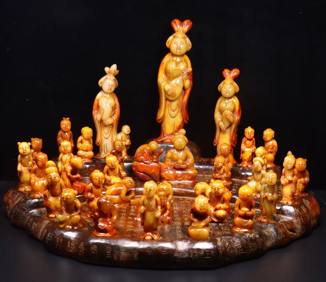A Set Of Fine Yellow Jade Figure Ornaments (1 of 11)