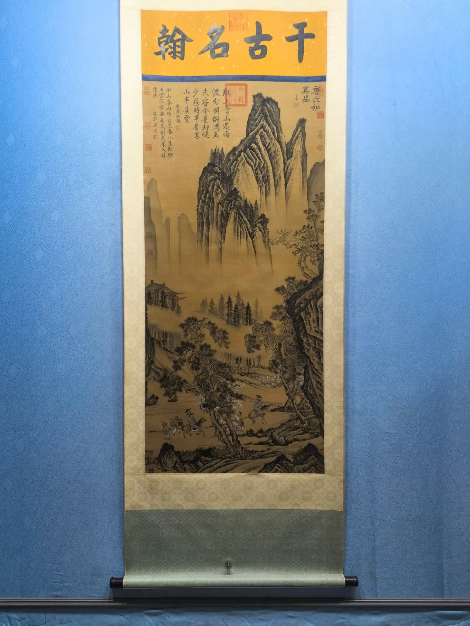 Chinese Ink Landscape Hanging Scroll,Ink on Silk: Chinese Ink Landscape Hanging Scroll,Ink on Silk,Tang Yin,Without frame