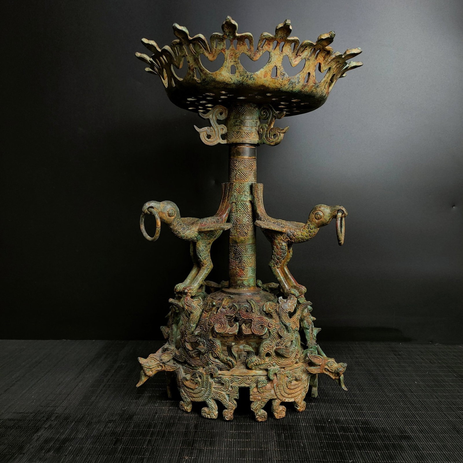 A Fine Openwork Bronze Phoenix?Bird Lamp (1 of 9)