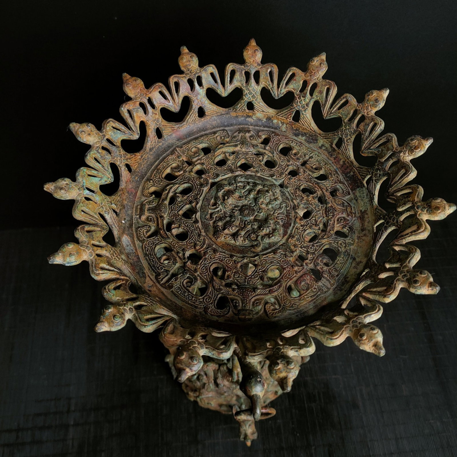 A Fine Openwork Bronze Phoenix?Bird Lamp - 6
