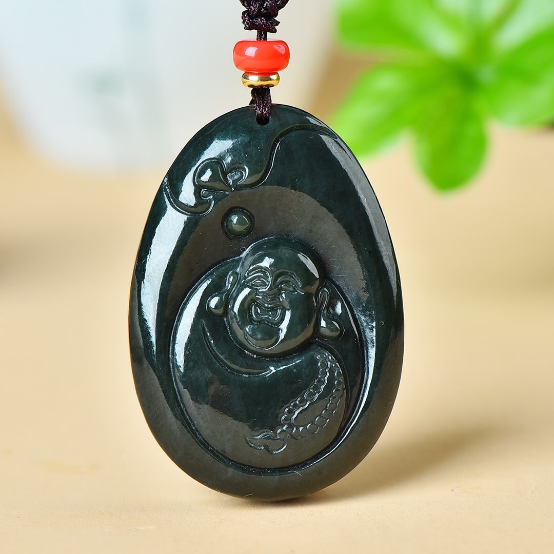 An Exquisite Sterling Silver-Gold Plated Inlaid Greenish Jade Pendant: An Exquisite Multi-Gem Necklace,With Turquoise,Size:14mmx18mm 多宝项链,配绿松石