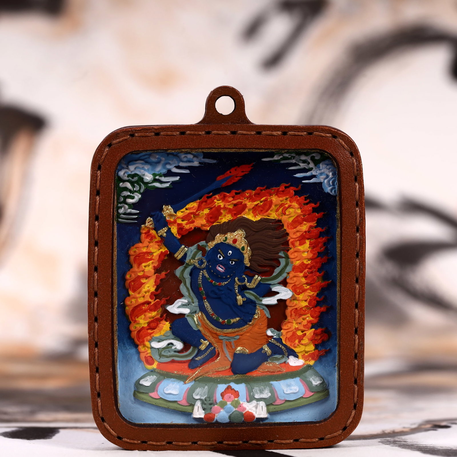 An Exquisite Painted Color Statue of Mammon Tangka: An Exquisite Painted Color Statue of Mammon Tangka,Size:5cmx7cm 彩绘财神像唐卡