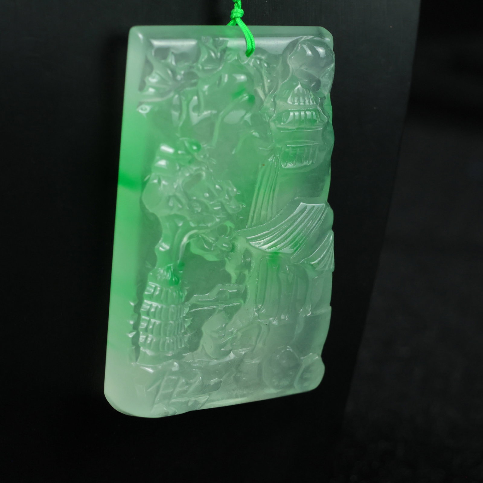 An Exquisite Jadeite Landscape Pattern Pendant - 3