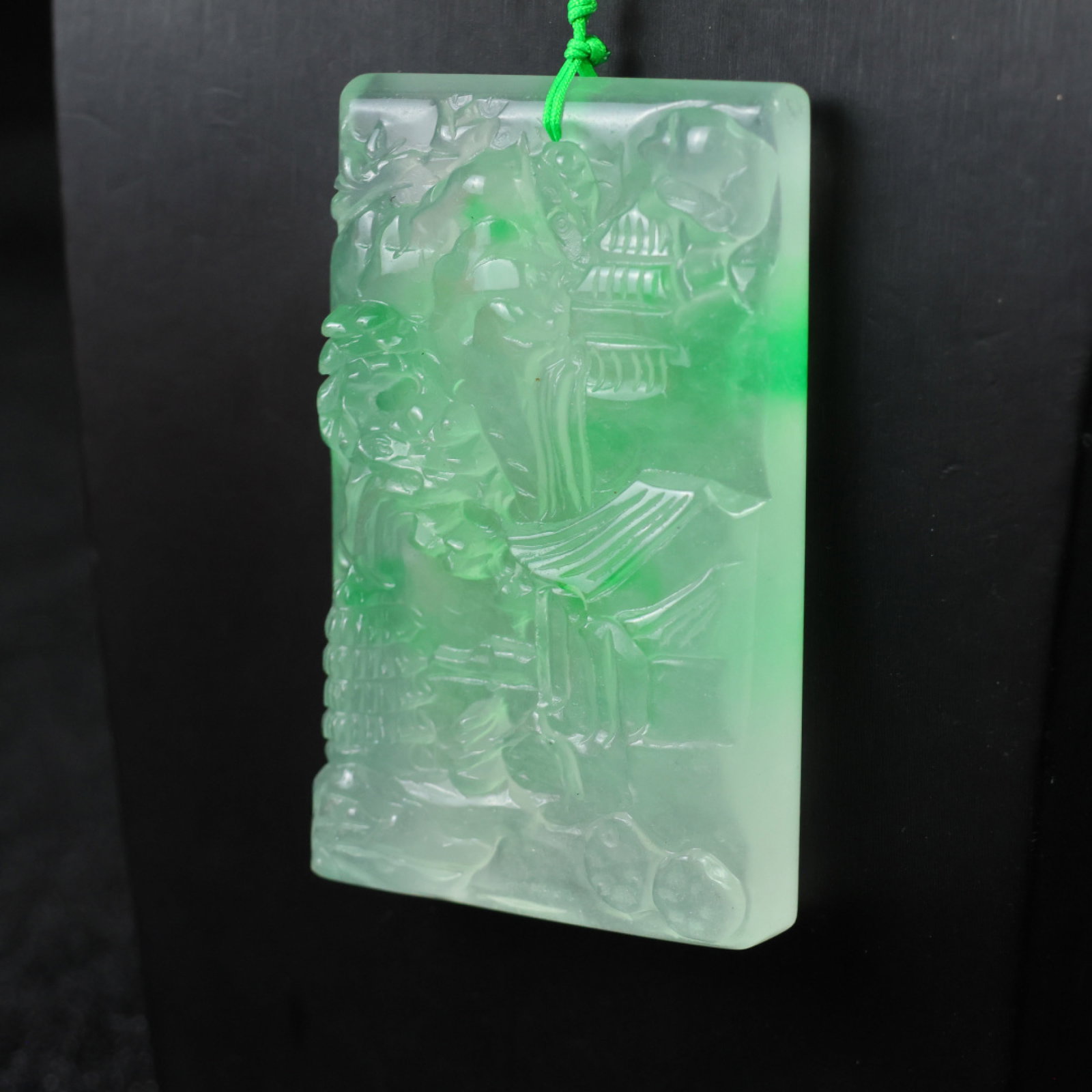 An Exquisite Jadeite Landscape Pattern Pendant - 4