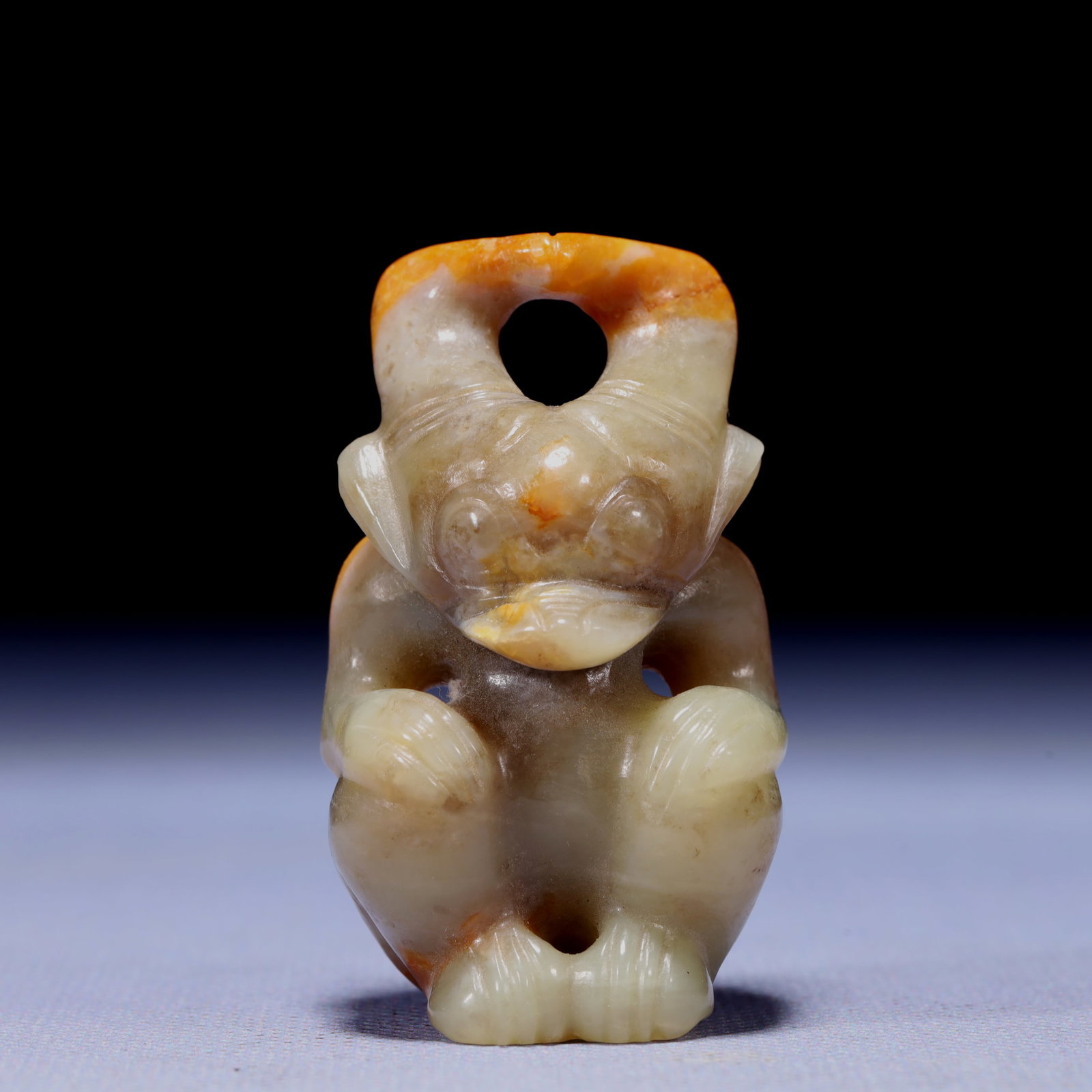 An Archaic Hongshan Culture White Jade Figure Ornament (1 of 5)