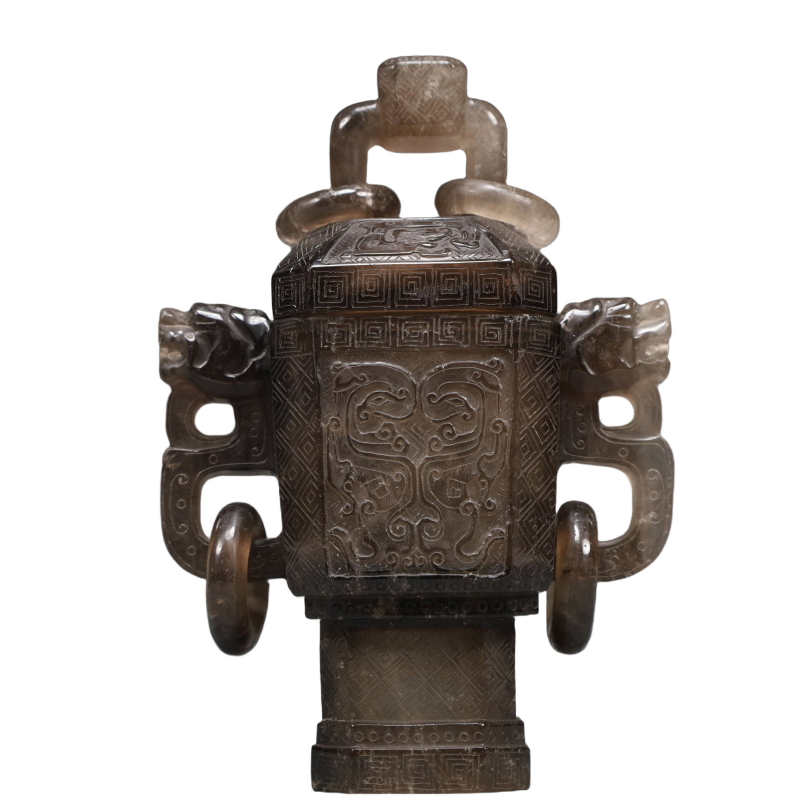 An Exquisite Crystal Auspicious Beast Pattern Double-Ears Censer (1 of 8)
