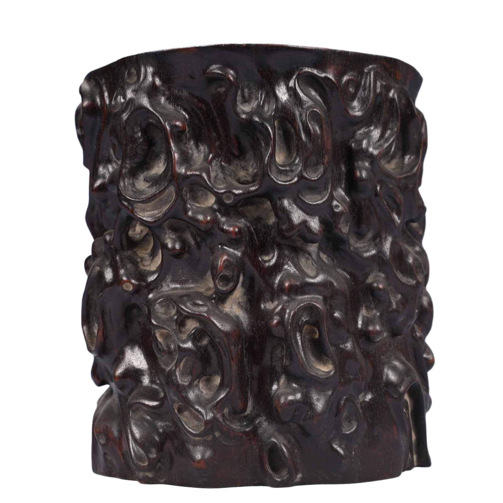 An Exquisite Zitanwood Brush Pot: An Exquisite Zitanwood Brush Pot,Qing Dynasty, China,Size:6.3inx7.1in,Weight:1450g 紫檀木笔筒,中国清代