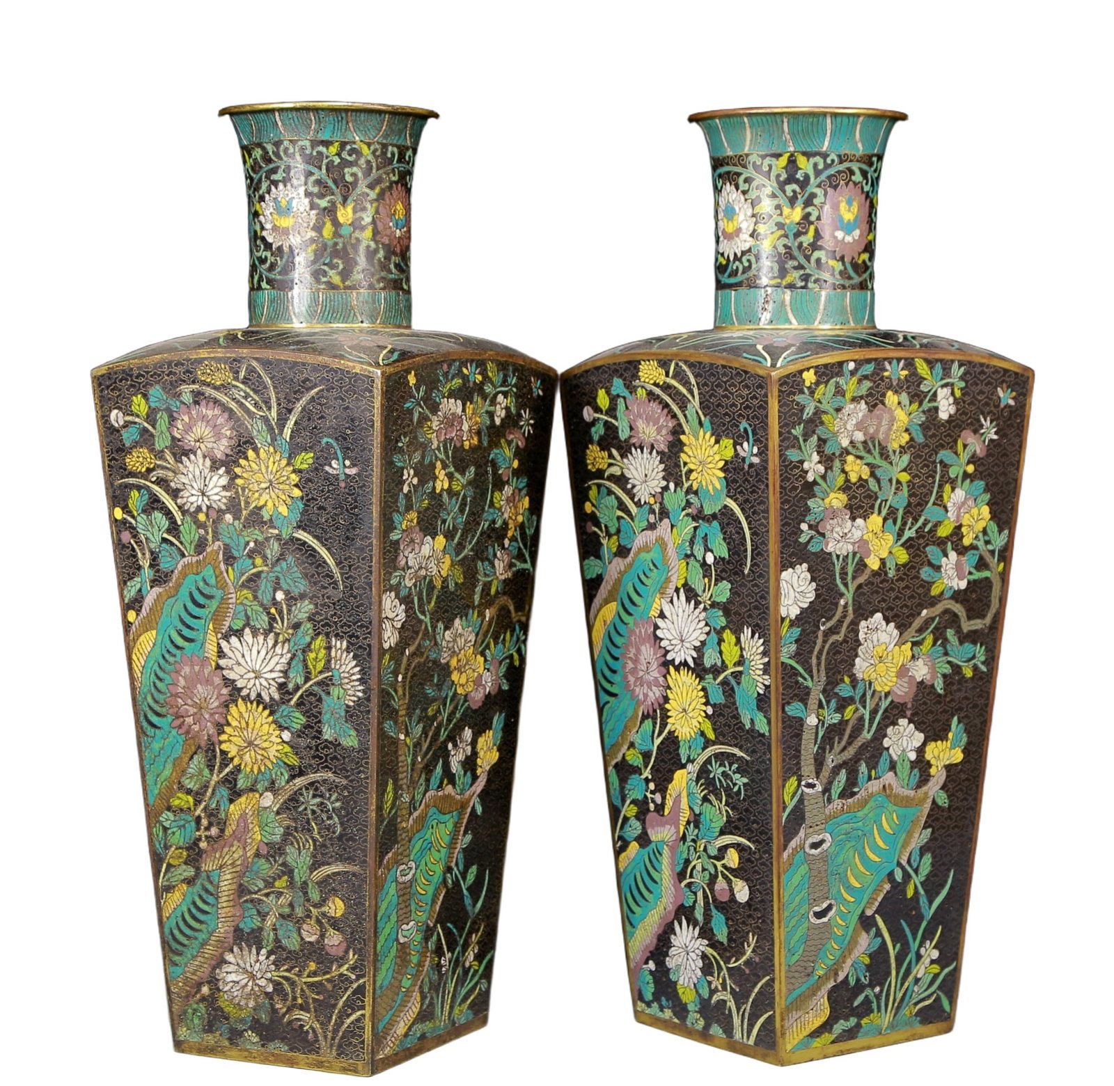 A Pair of Huge Cloisonne Flower and Bird Pattern Vases (1 of 14)
