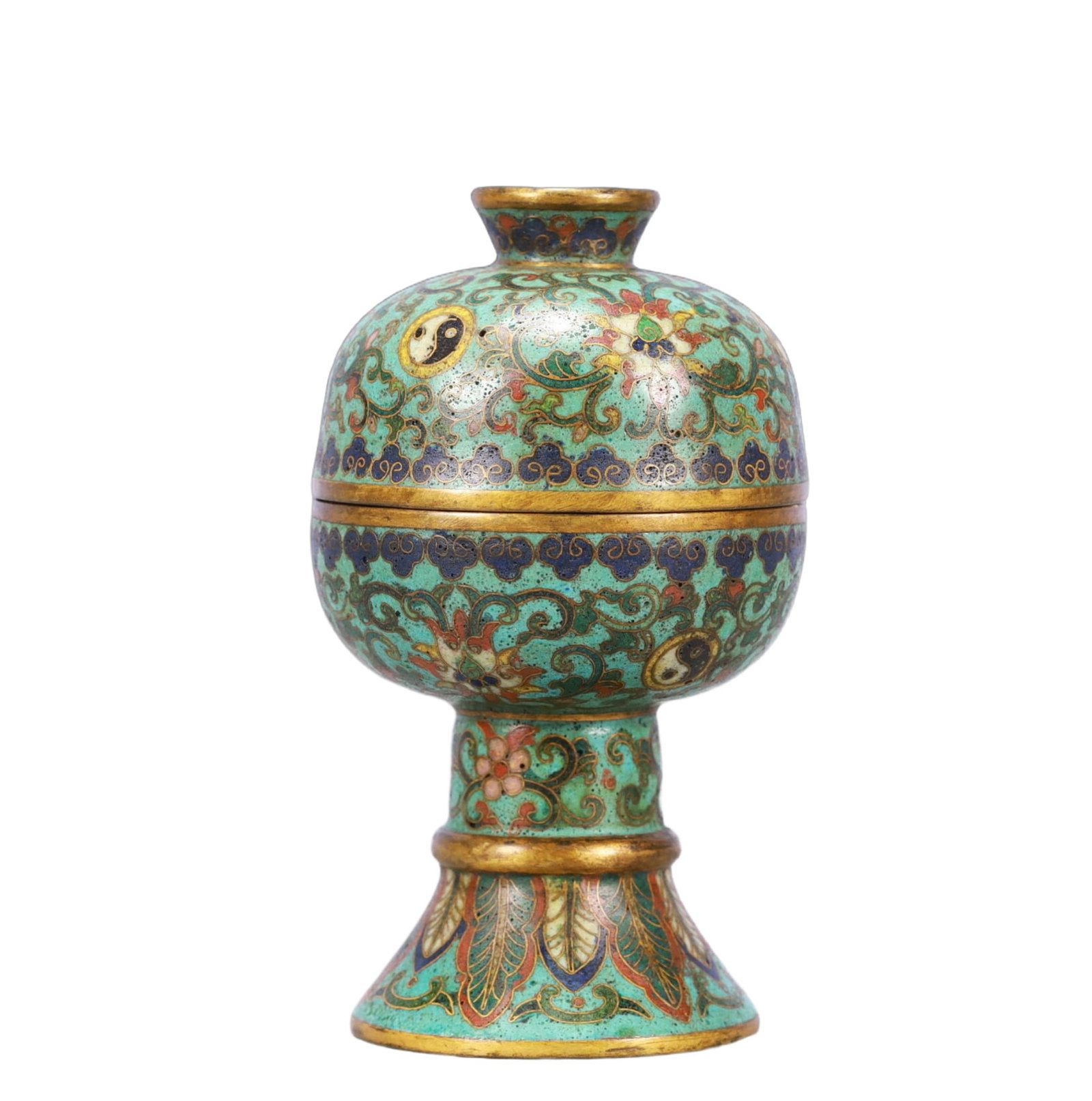An Exquisite Cloisonne Lotus Pattern Stem Cover Jar (1 of 6)
