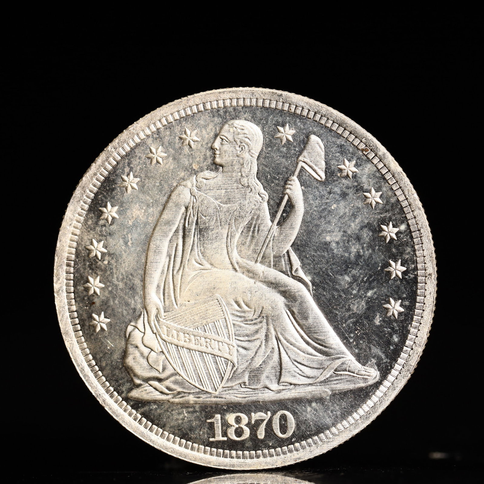 USA One Dollar 1870 Coin: American coin. IN GOD WE TRUST / LIBERTY / 1870 / UNITED STATES OF AMERICA / ONE DOL. Weight:26.9g.