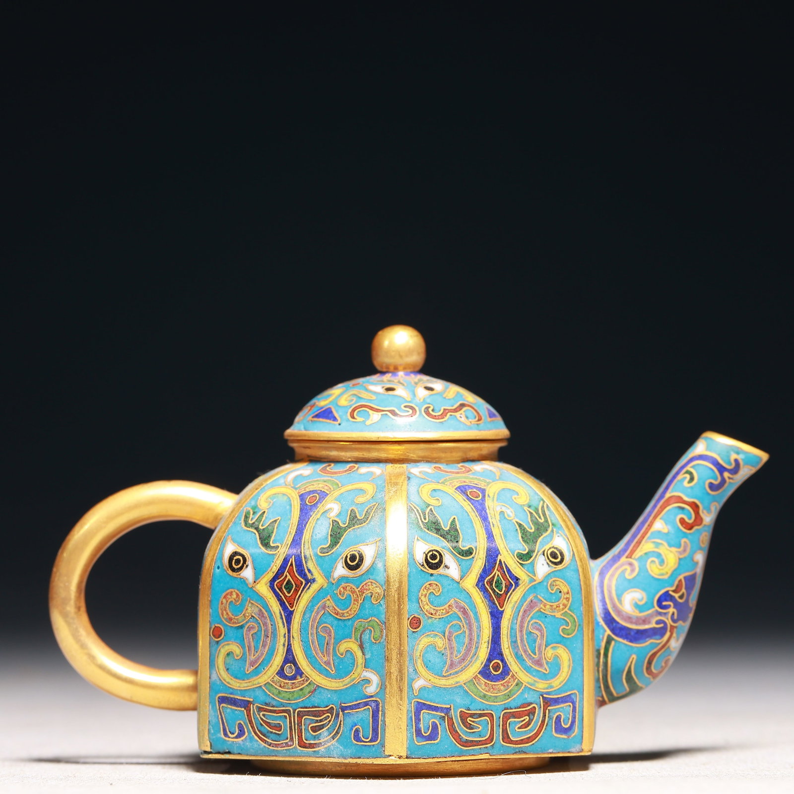 An Exquisite Cloisonne Beast-Face Pattern Teapot (1 of 9)