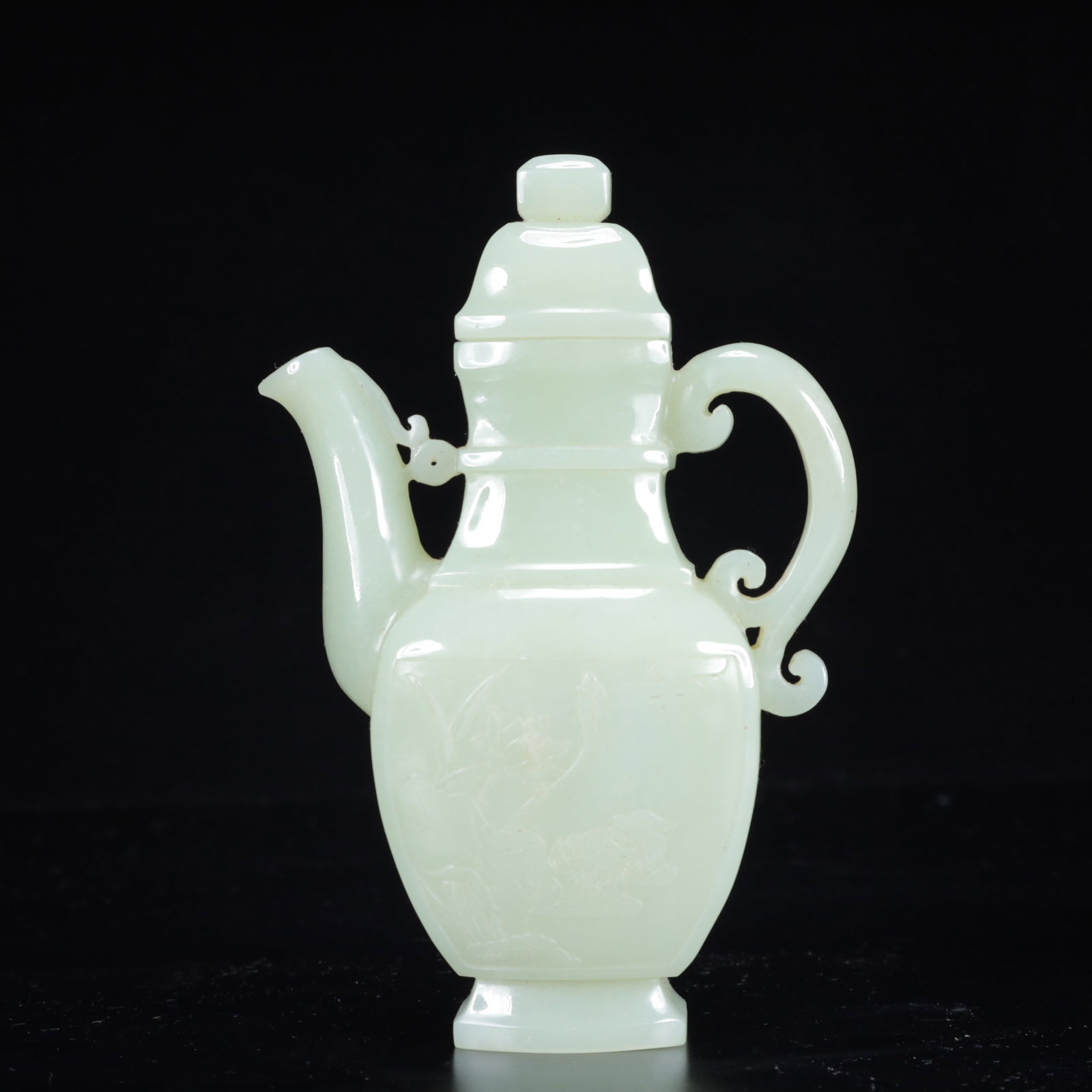 An Exquisite White Jade Flower Pattern Ewer - 14
