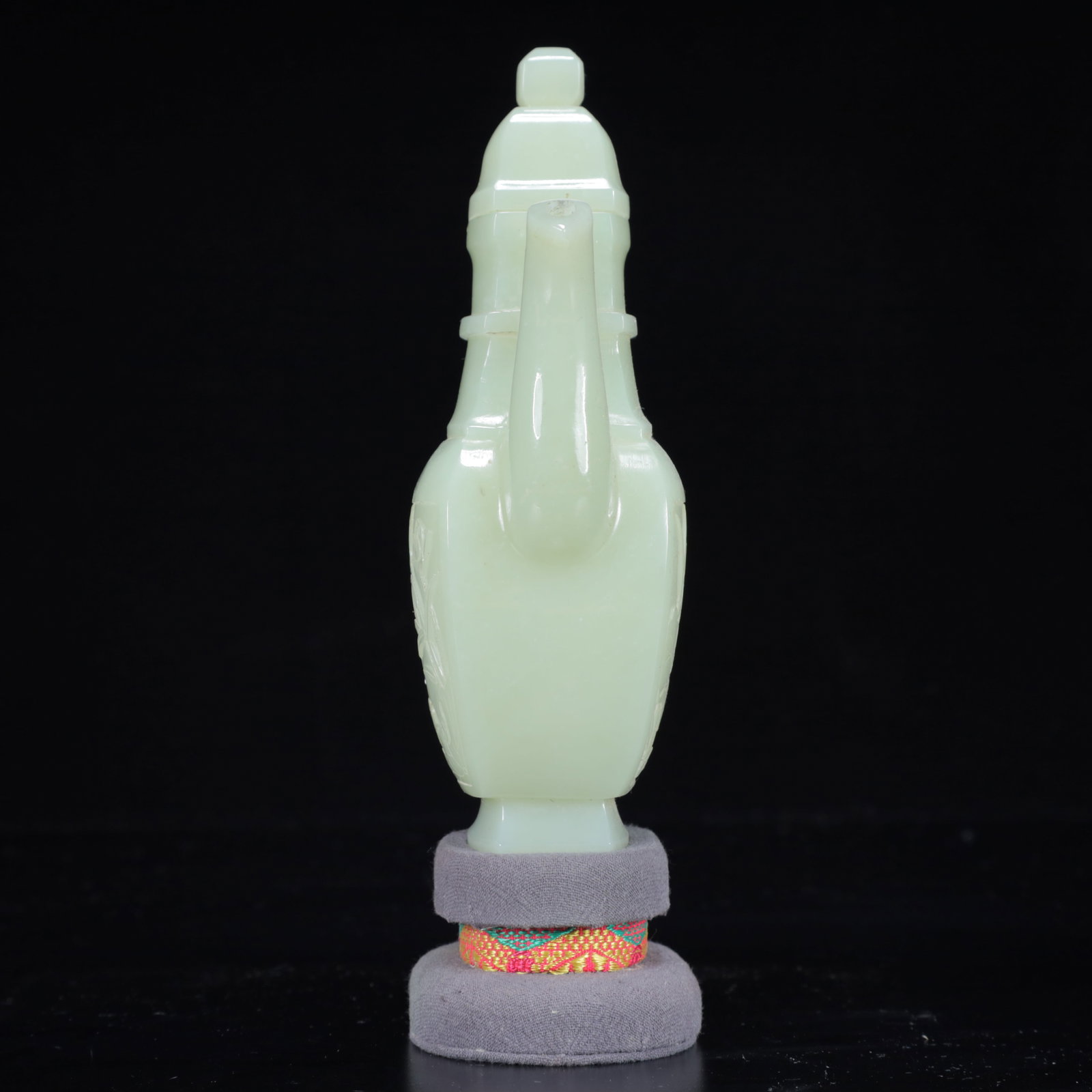 An Exquisite White Jade Flower Pattern Ewer - 6