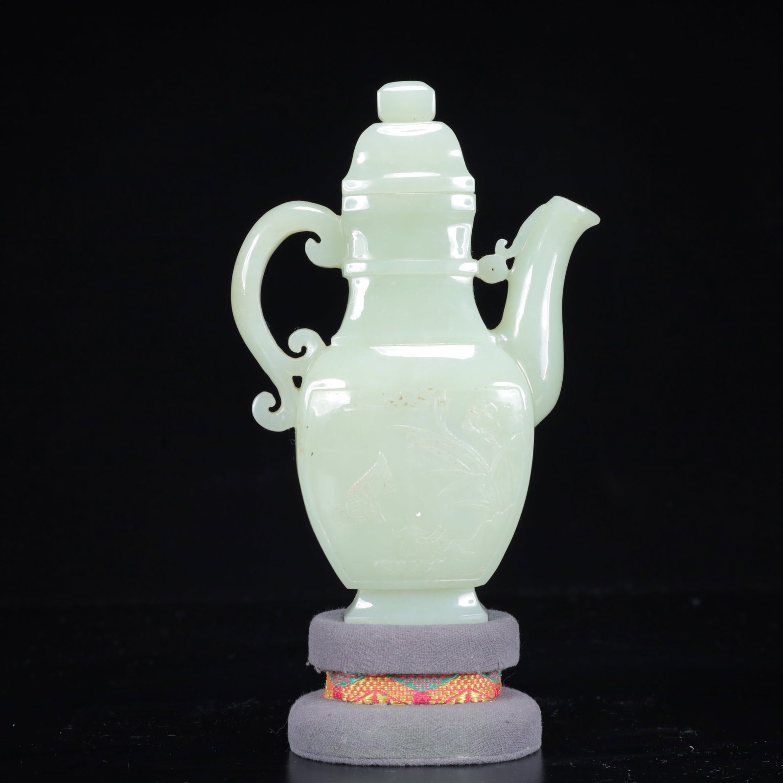 An Exquisite White Jade Flower Pattern Ewer - 8