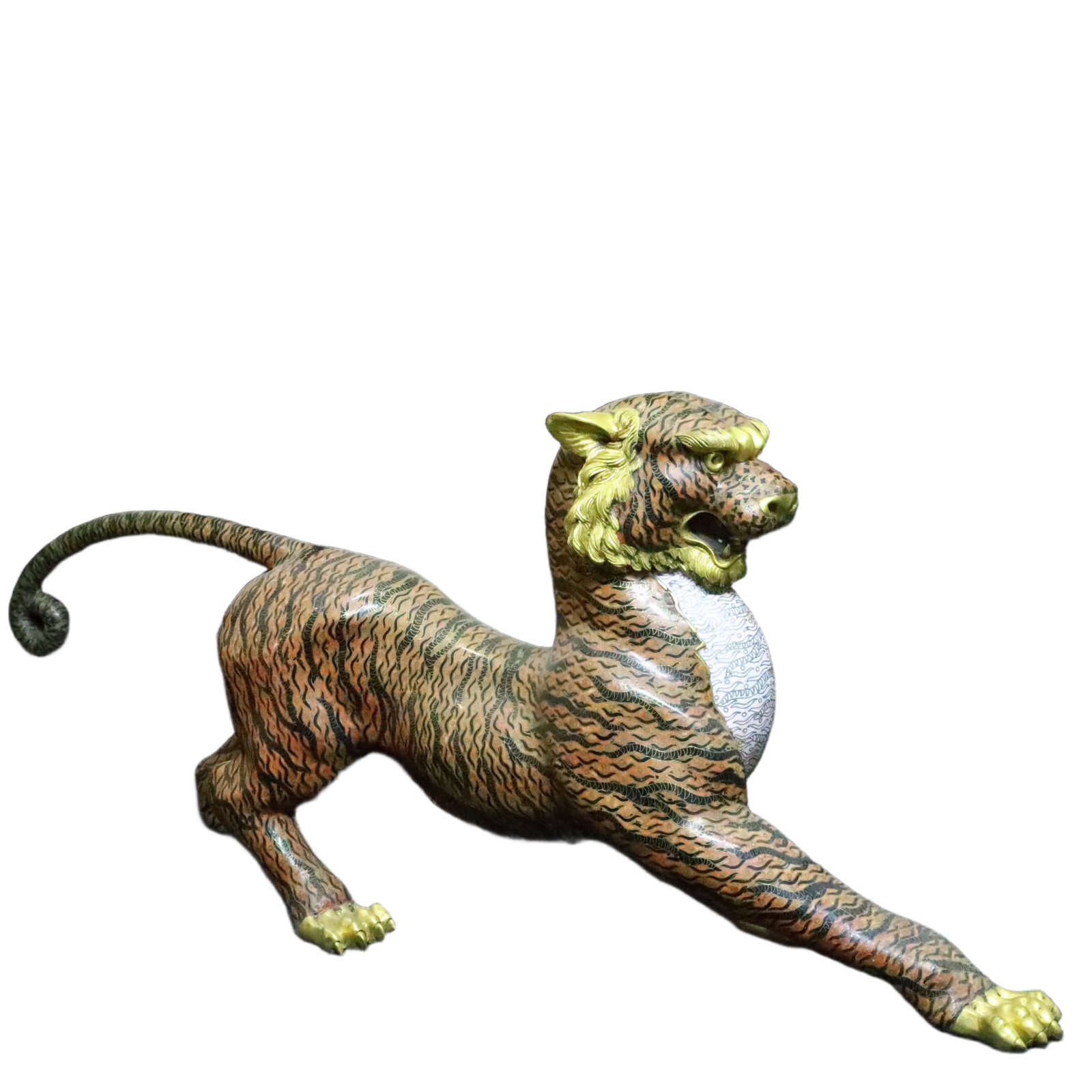 A Huge Cloisonne Tiger Ornament: A Huge Cloisonne Tiger Ornament,(A type of enamelware with metal wires separating colored glaze, originating in China),Qing Dynasty,China,Qianlong Four-character