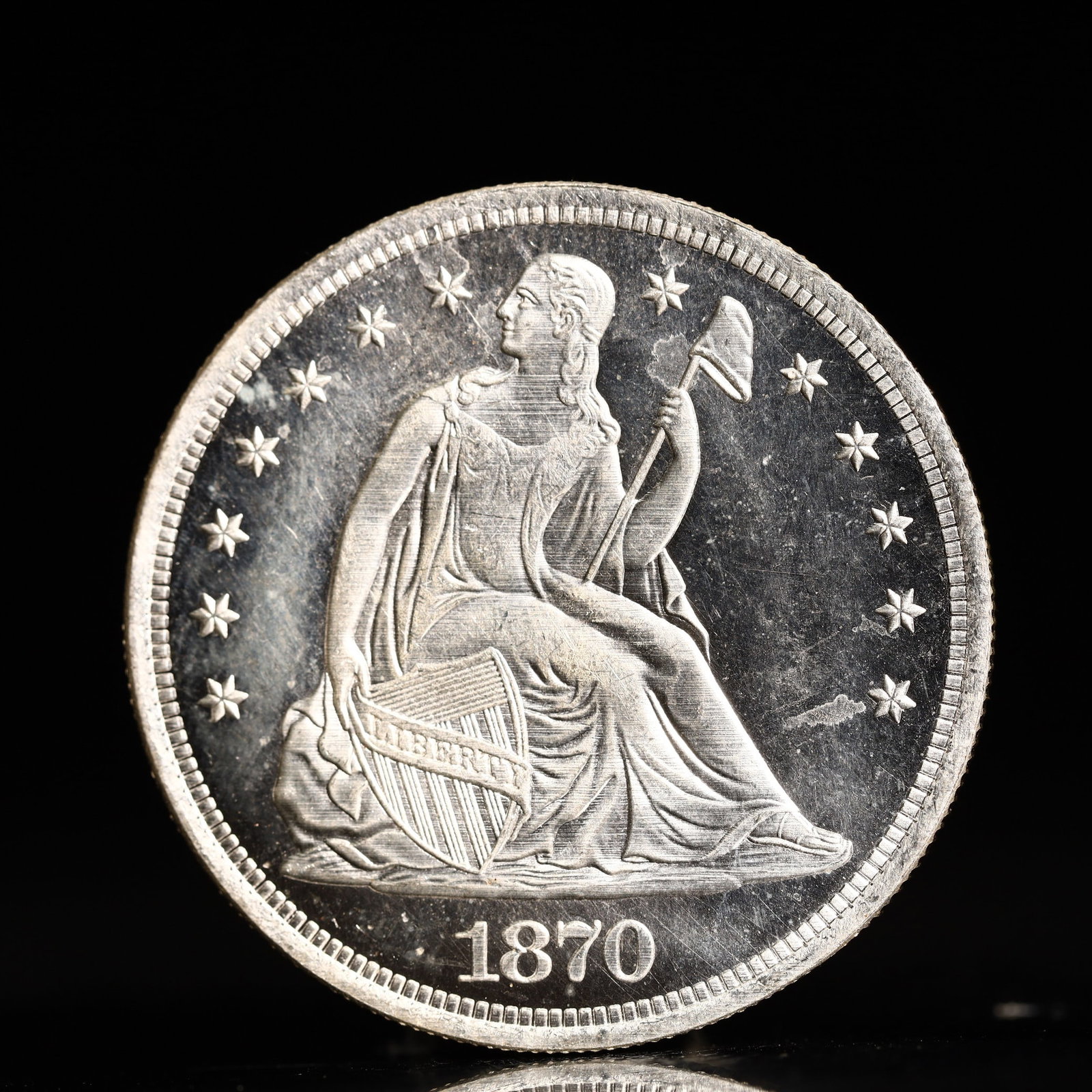 USA One Dollar 1870 Coin: American coin. IN GOD WE TRUST / LIBERTY / 1870 / UNITED STATES OF AMERICA / ONE DOL. Mint Mark: S.Weight:26.9g.