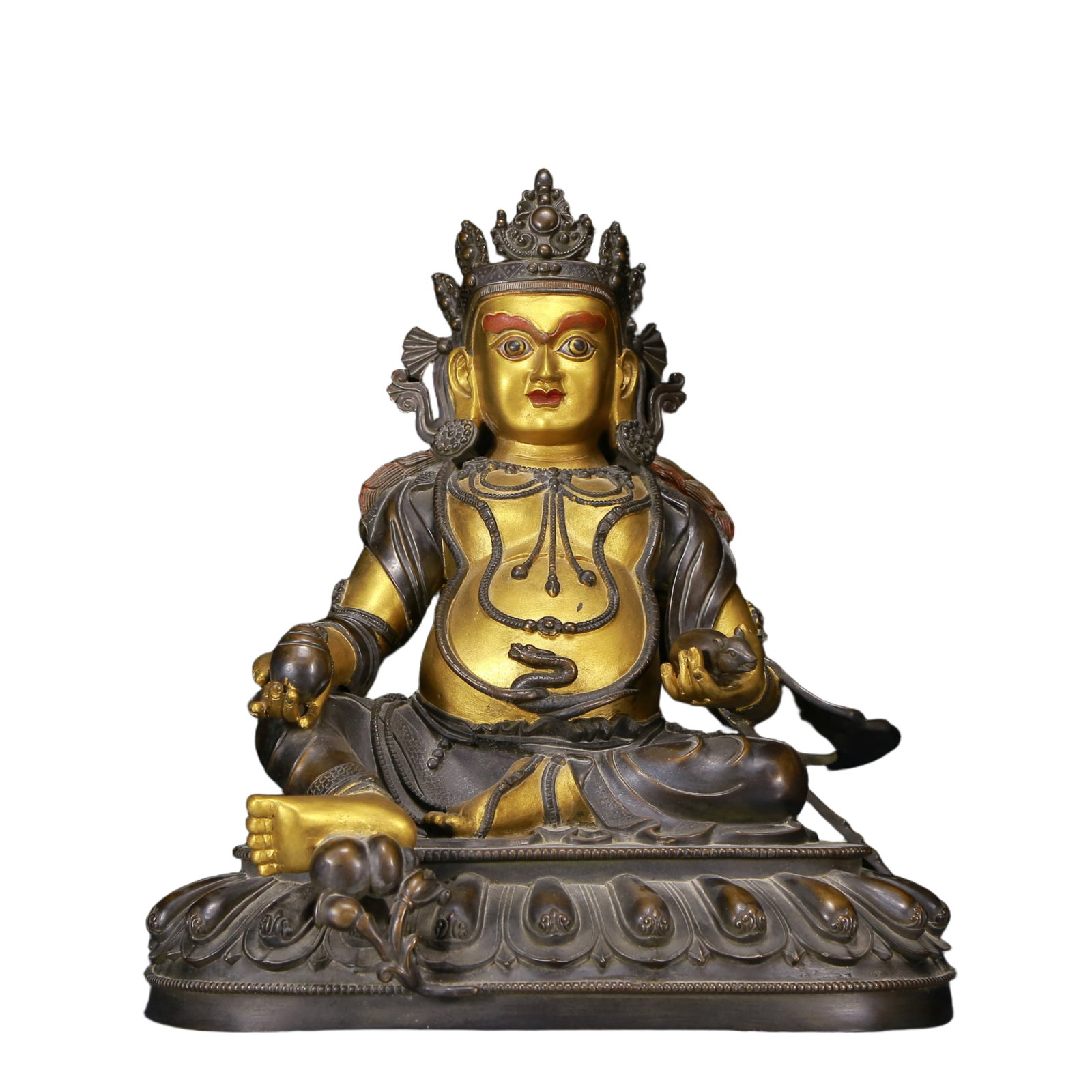 A Solemn Gilt Bronze Statue of Mammon: A Solemn Gilt Bronze Statue of Mammon,Qing Dynasty, China,Size:13.4inx10.2inx15in,Weight:9615g 铜鎏金财神像，清代