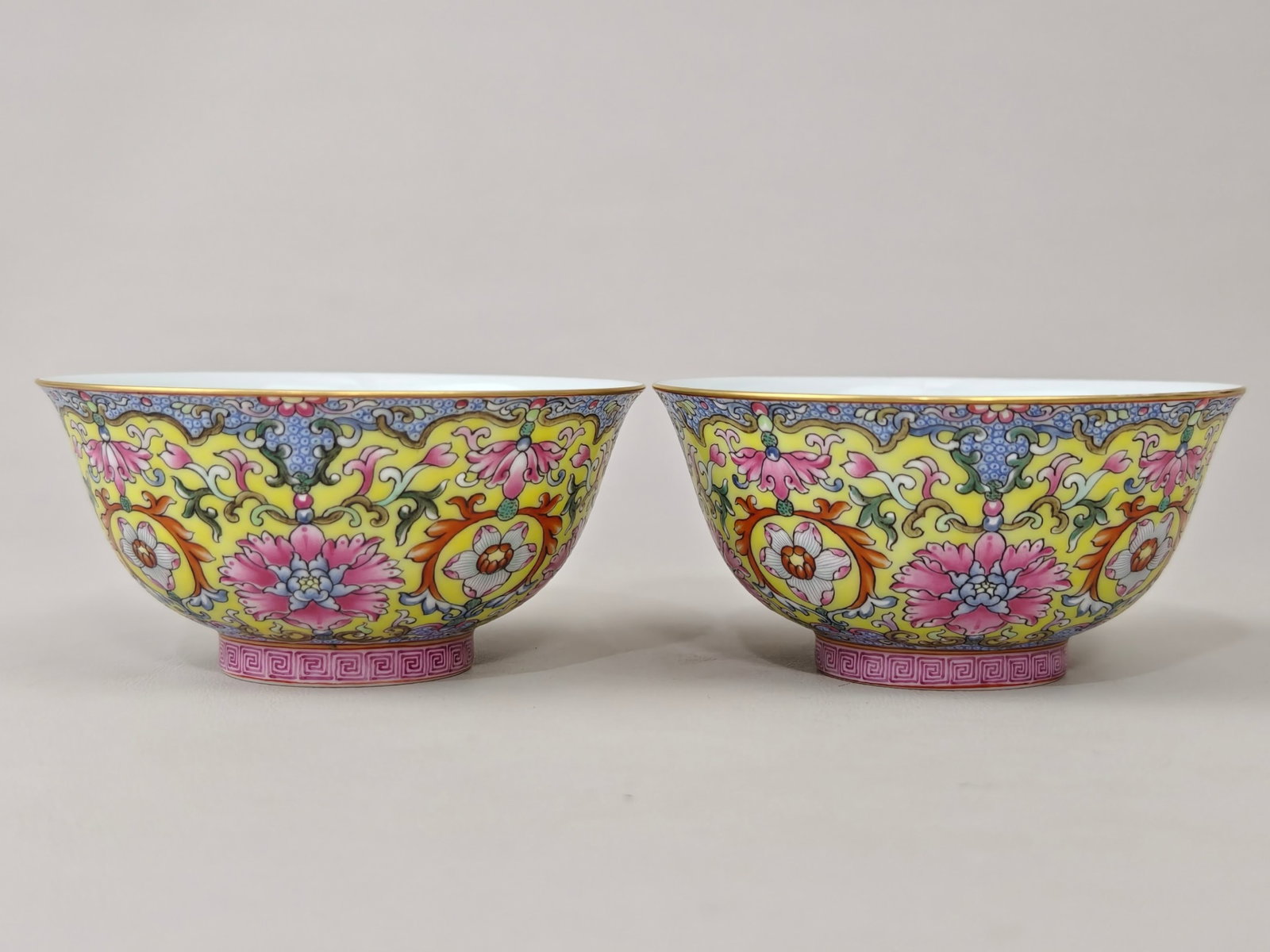 A Pair of Exquisite Enamel Lotus Pattern Cups: A Pair of Exquisite Enamel Lotus Pattern Cups,Qing Dynasty,China,Yongzheng Six-character Mark,Size:1.7inx3.5in