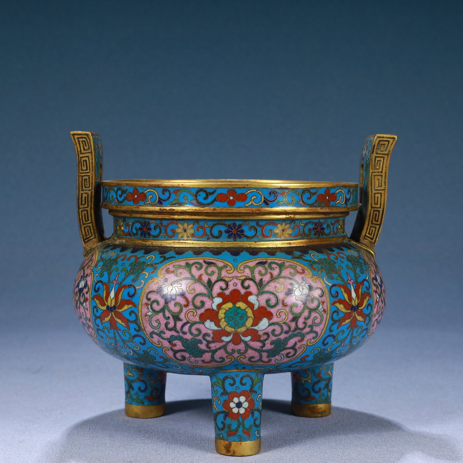 An Exquisite Cloisonne Lotus Pattern Double-Ears and Tripod Censer (1 of 9)