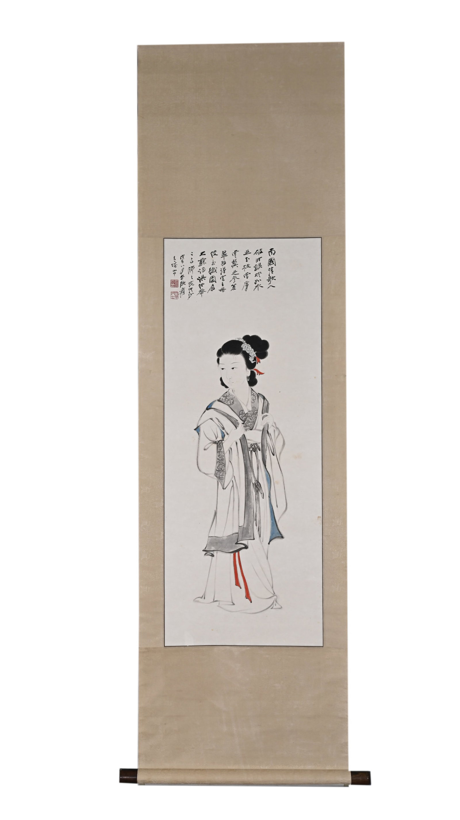 A Chinese Vertical Scroll Ink Painting of Figure on Paper: A Chinese Vertical Scroll Ink Painting of Figure on Paper,Zhang Daqian,Size:40.6inx15.7in 一幅中国水墨人物画立轴,张大Õ