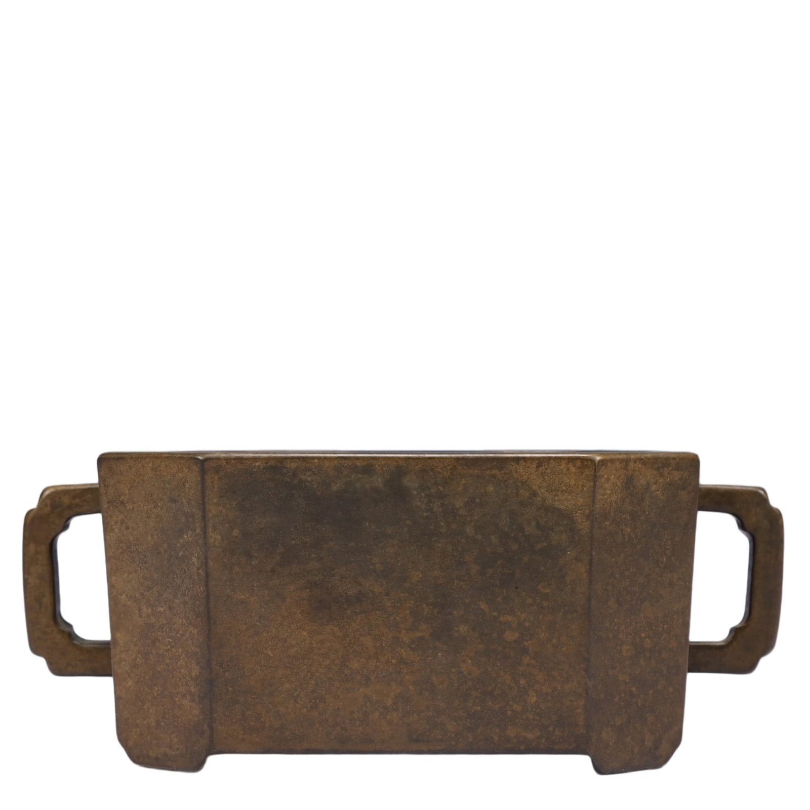 An Exquisite Bronze Double-Ears Censer,Qing Dynasty, China,With Mark,Size:18cmx10cmx7cm,Weight:1900g: An Exquisite Bronze Double-Ears Censer 铜双耳香炉,中国清代,带款