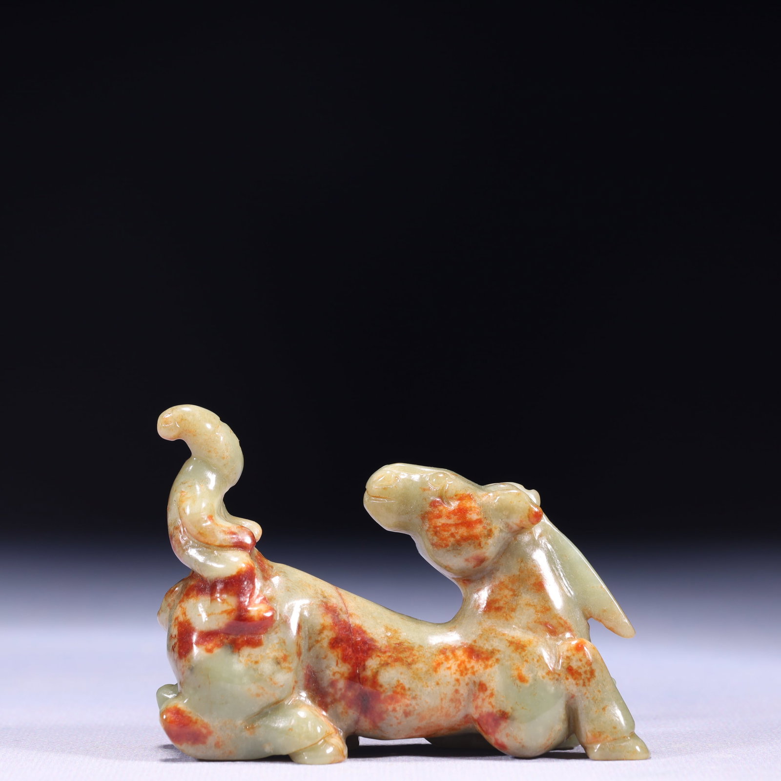 An Exquisite Green Jade Figure Riding Horse Ornament: An Exquisite Green Jade Figure Riding Horse Ornament,Qing Dynasty,China,Size:3.3inx1inx2.4in,Weight:152g 青玉人物骑马摆件,中国清ߣ