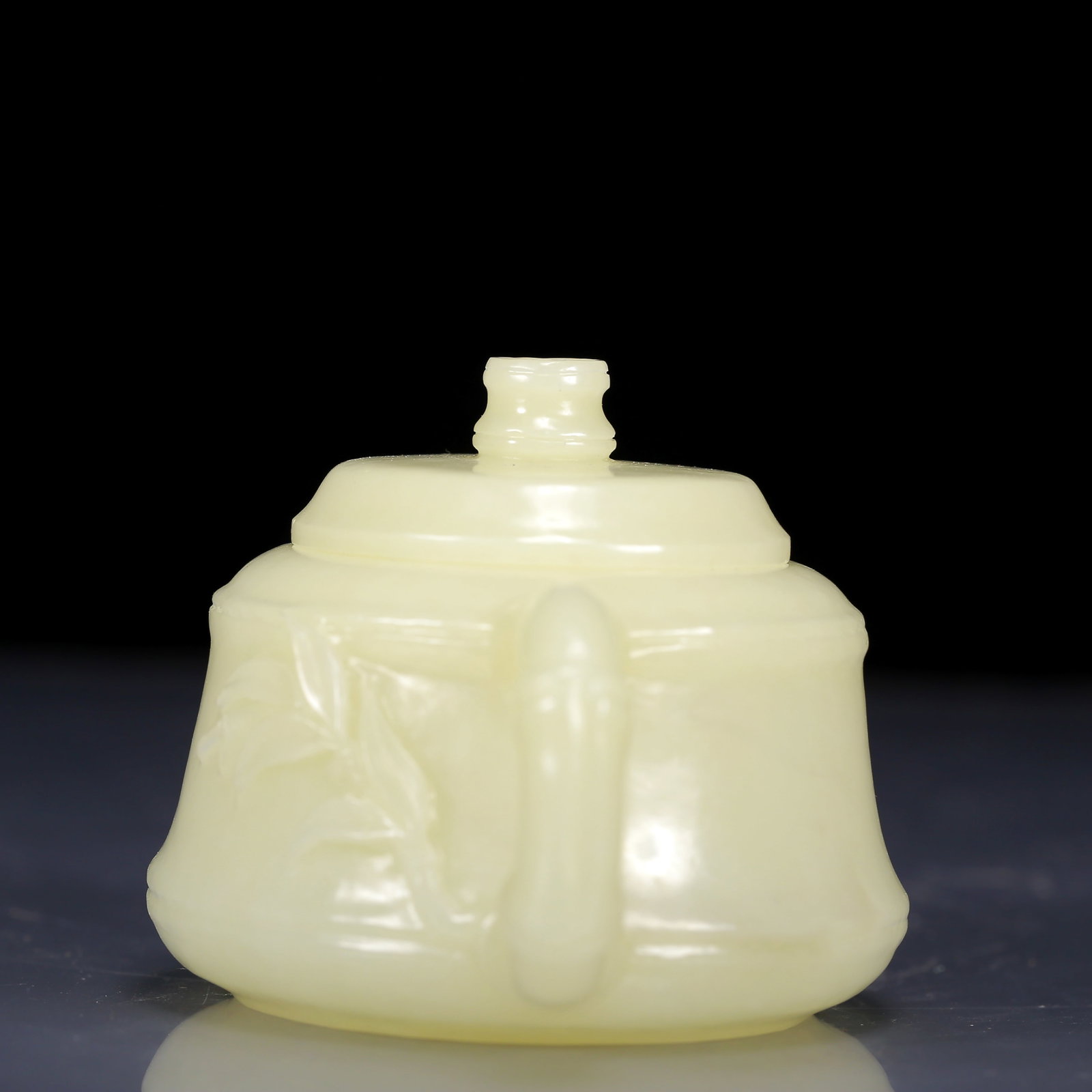An Exquisite White Jade Bamboo Pattern Teapot - 7