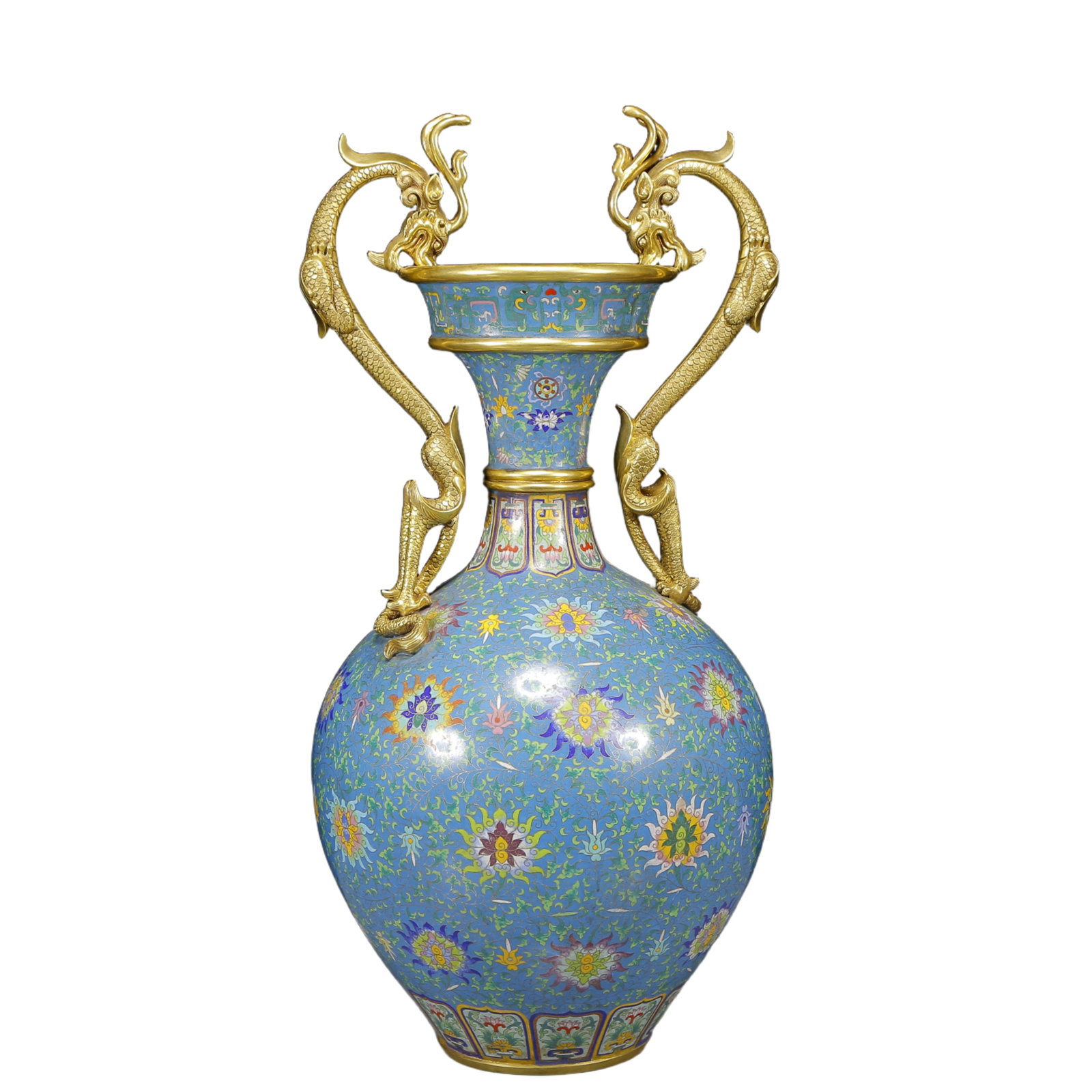 A Huge Cloisonne Lotus Pattern Dragon-Ears Vase (1 of 14)