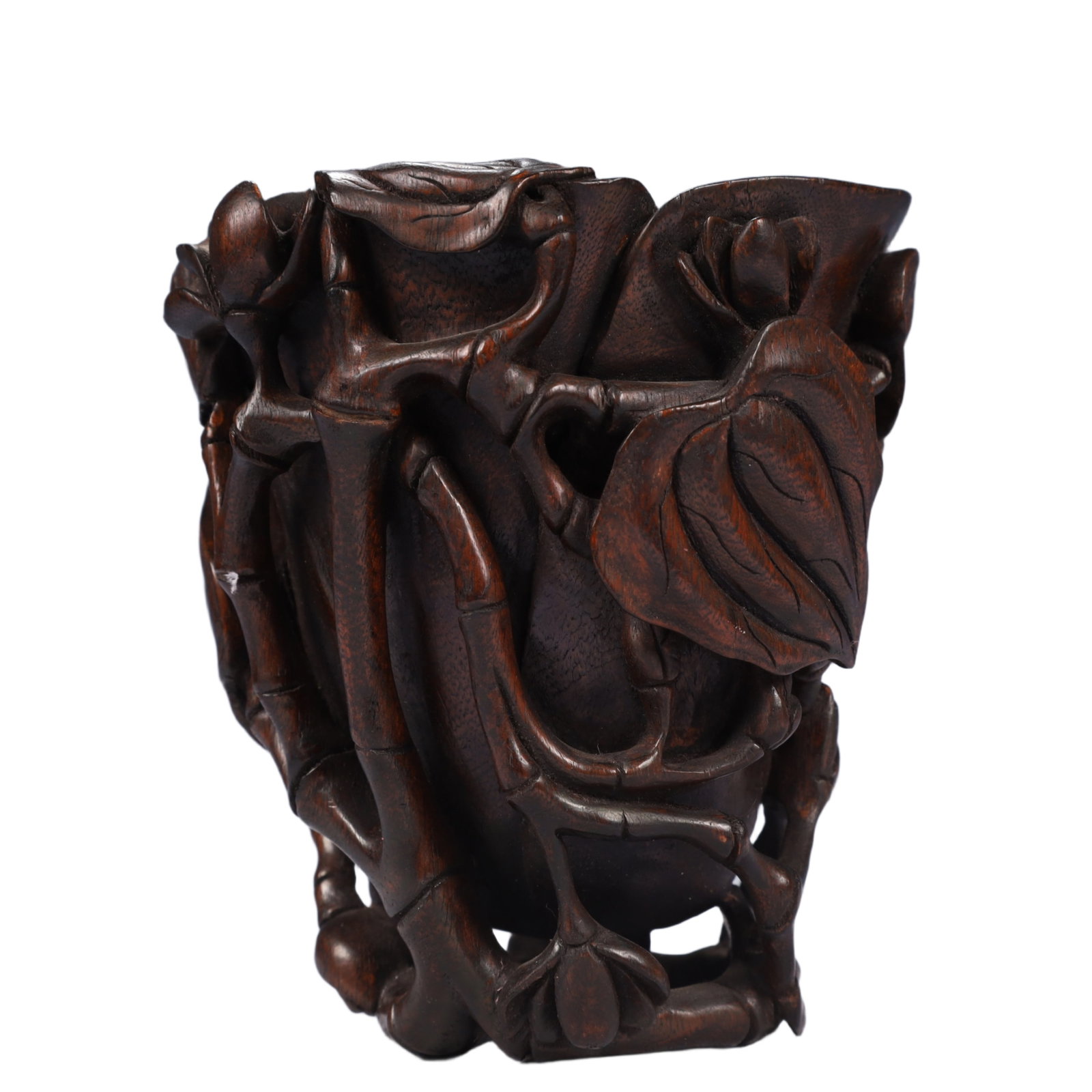 An Exquisite Redwood Flower Pattern Cup - 3