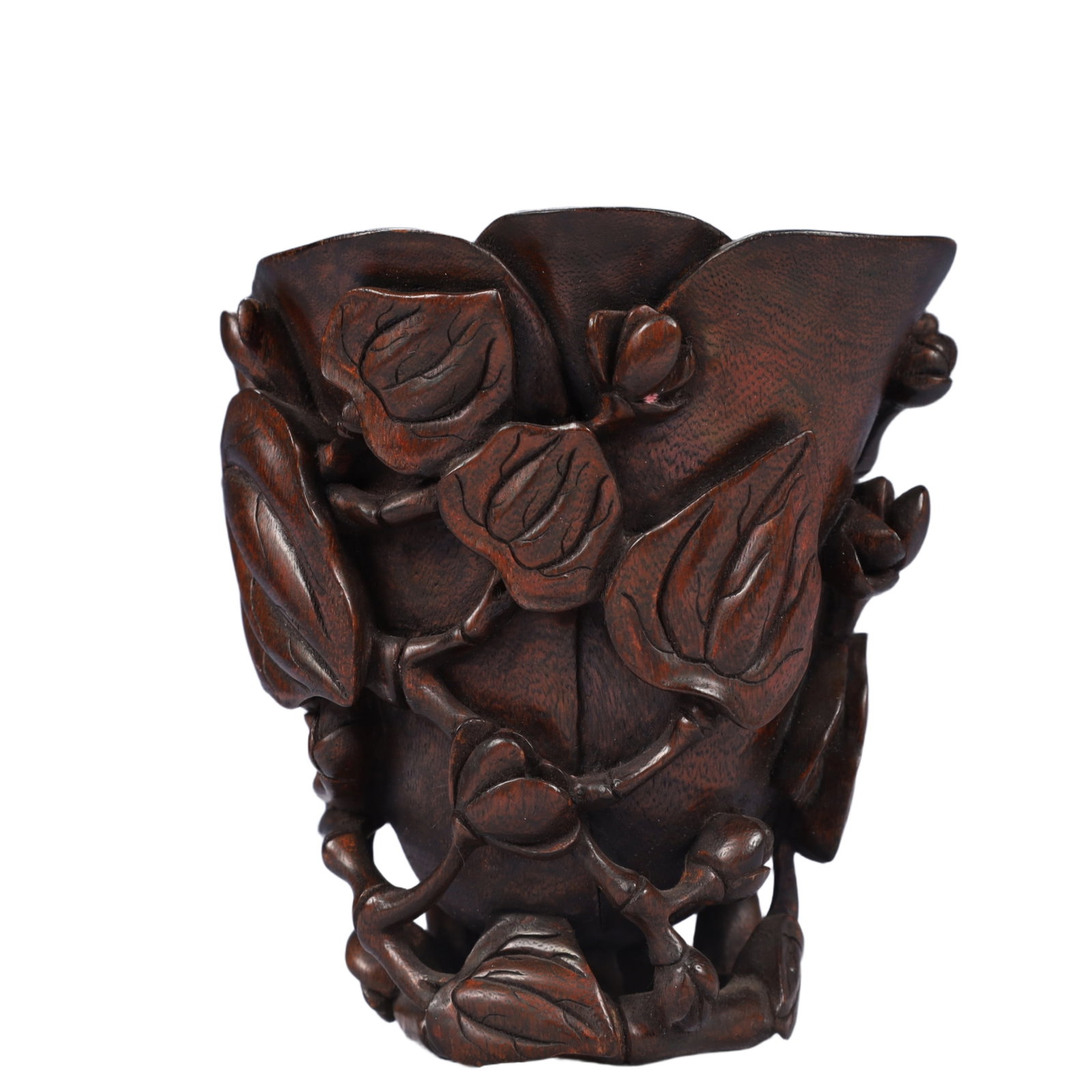 An Exquisite Redwood Flower Pattern Cup - 5