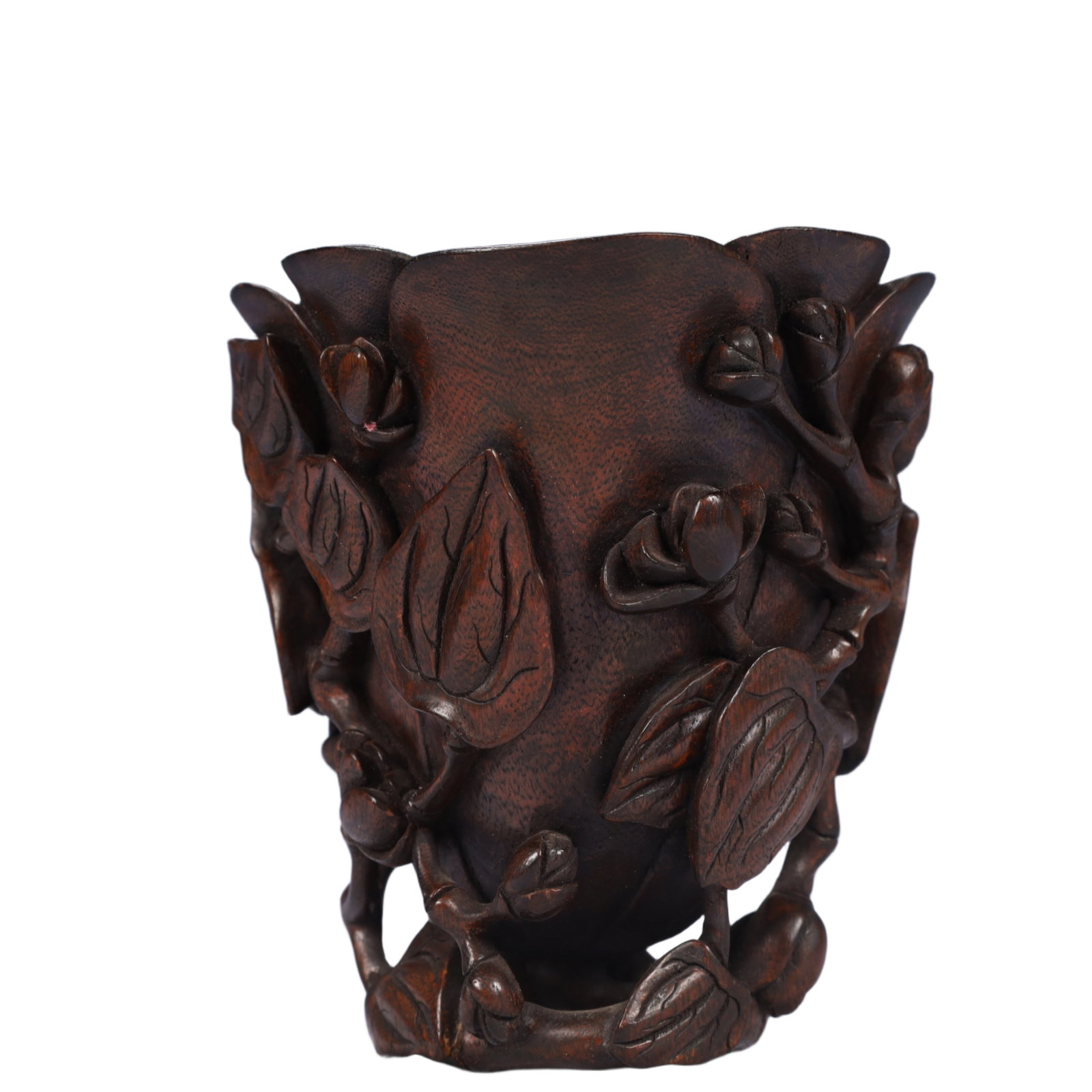 An Exquisite Redwood Flower Pattern Cup - 6