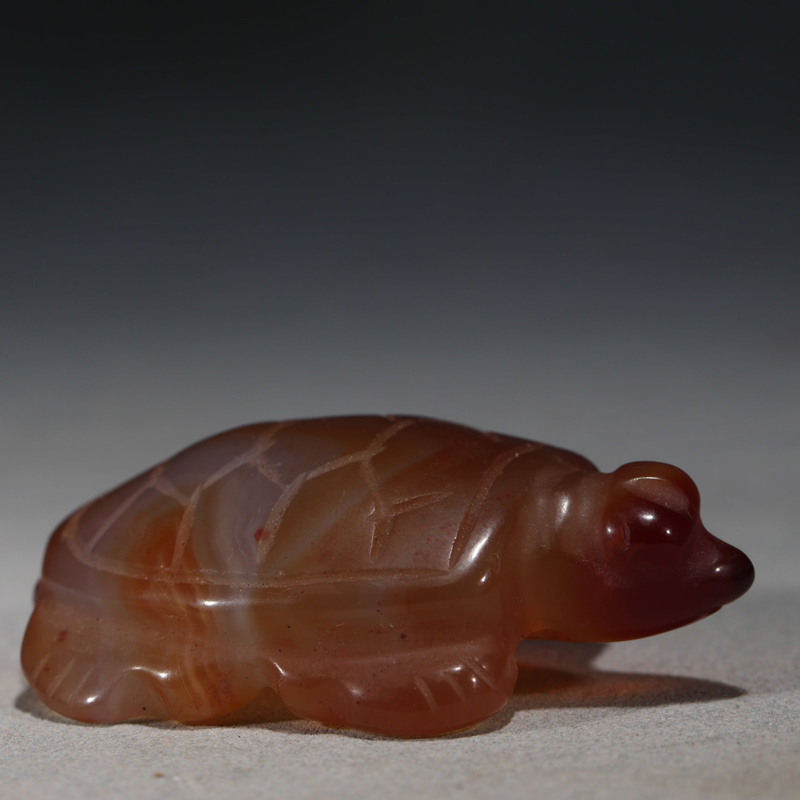 RED AGATE CARVED TURTLE PENDANT