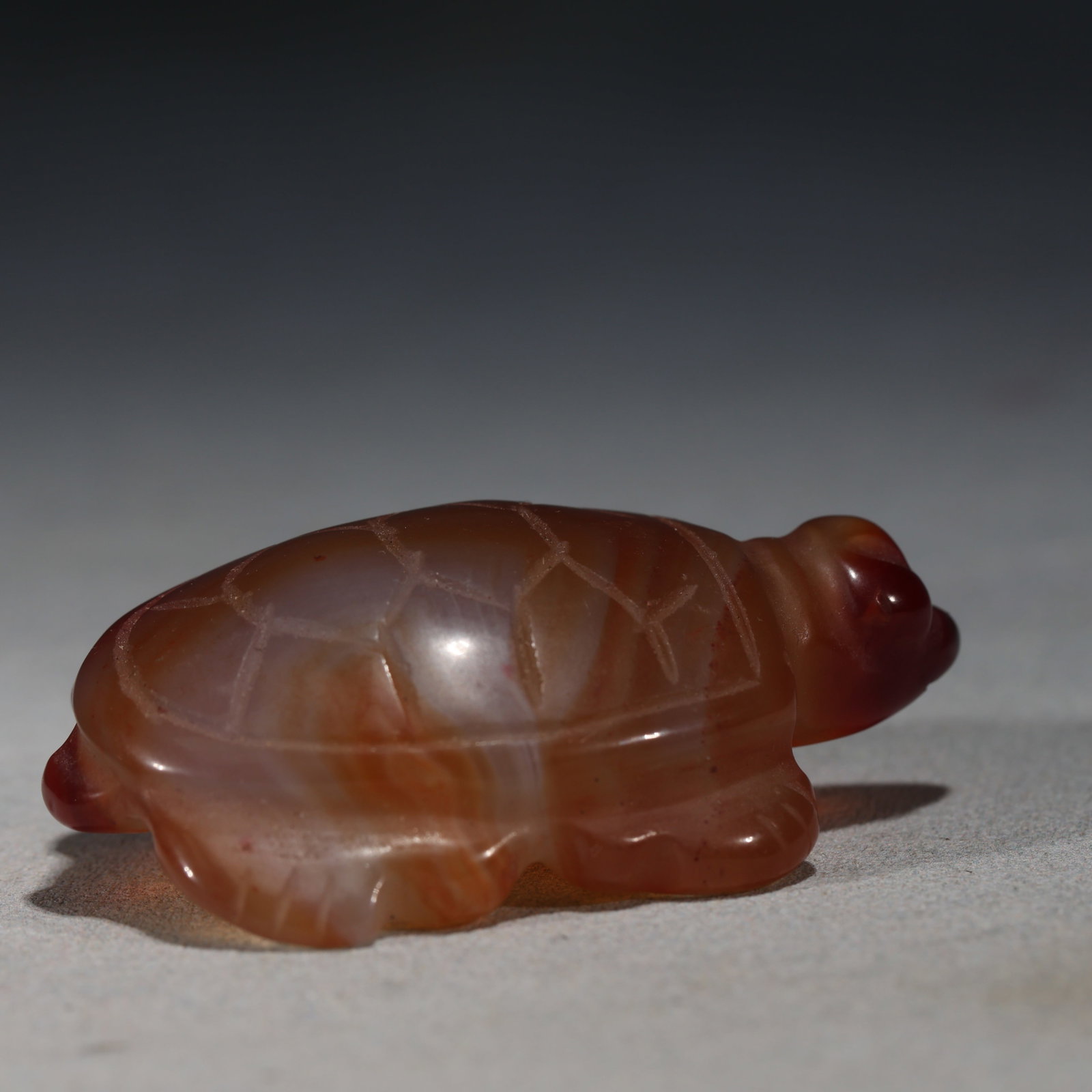 RED AGATE CARVED TURTLE PENDANT - 2