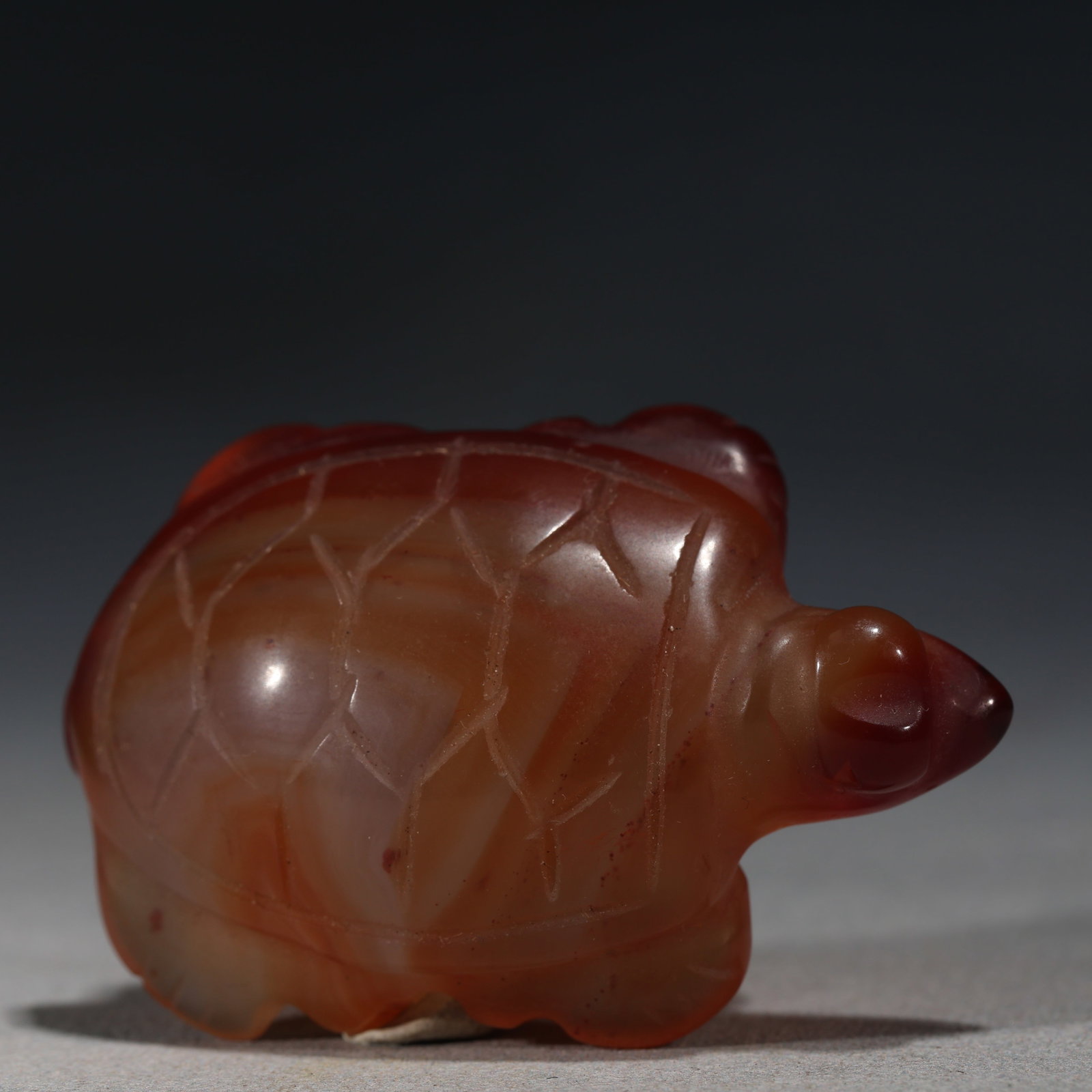 RED AGATE CARVED TURTLE PENDANT - 3